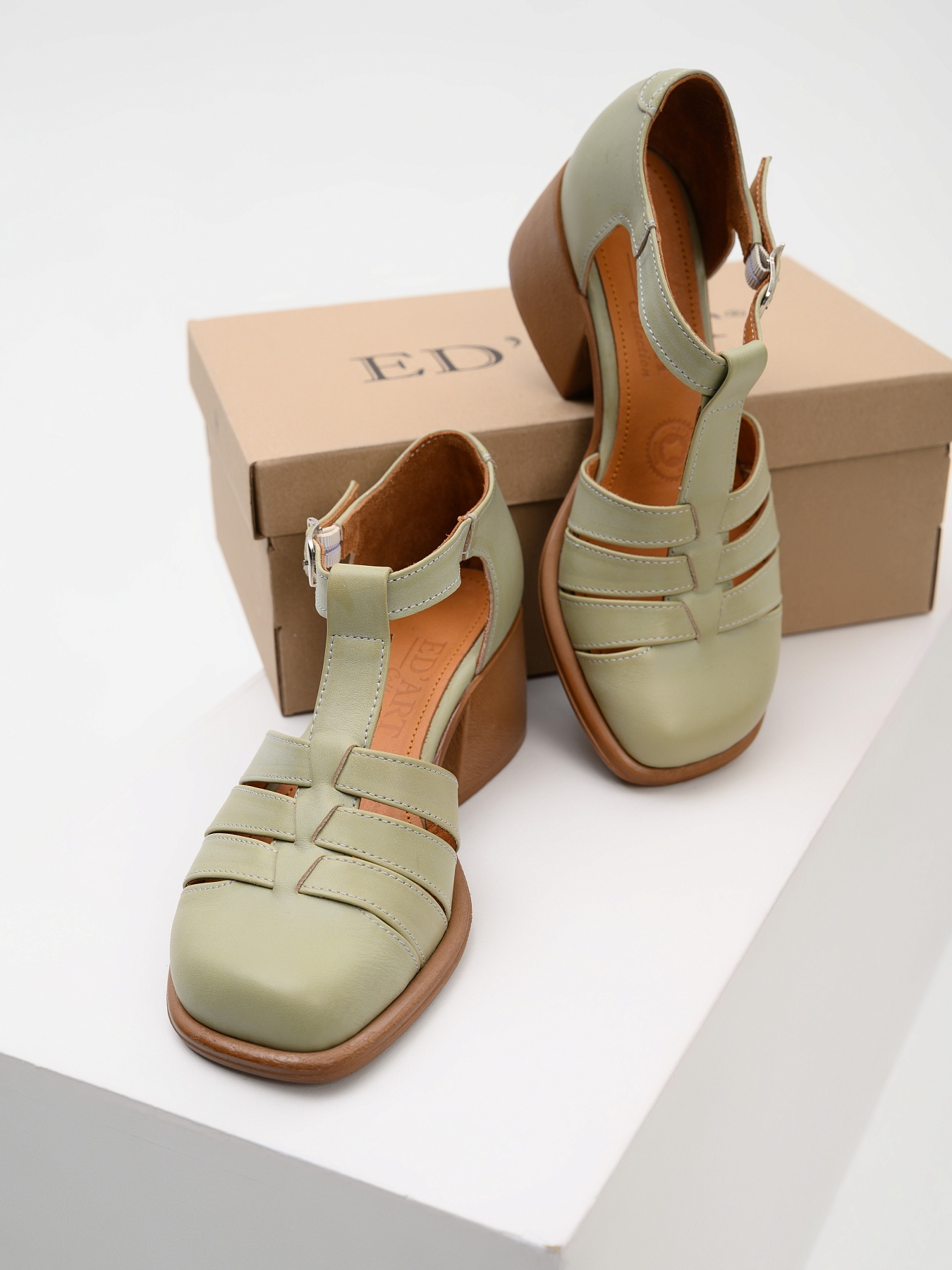 картинка Босоножки ED'ART 5036.23663'bе.Вакса олива+коричневый от интернет магазина