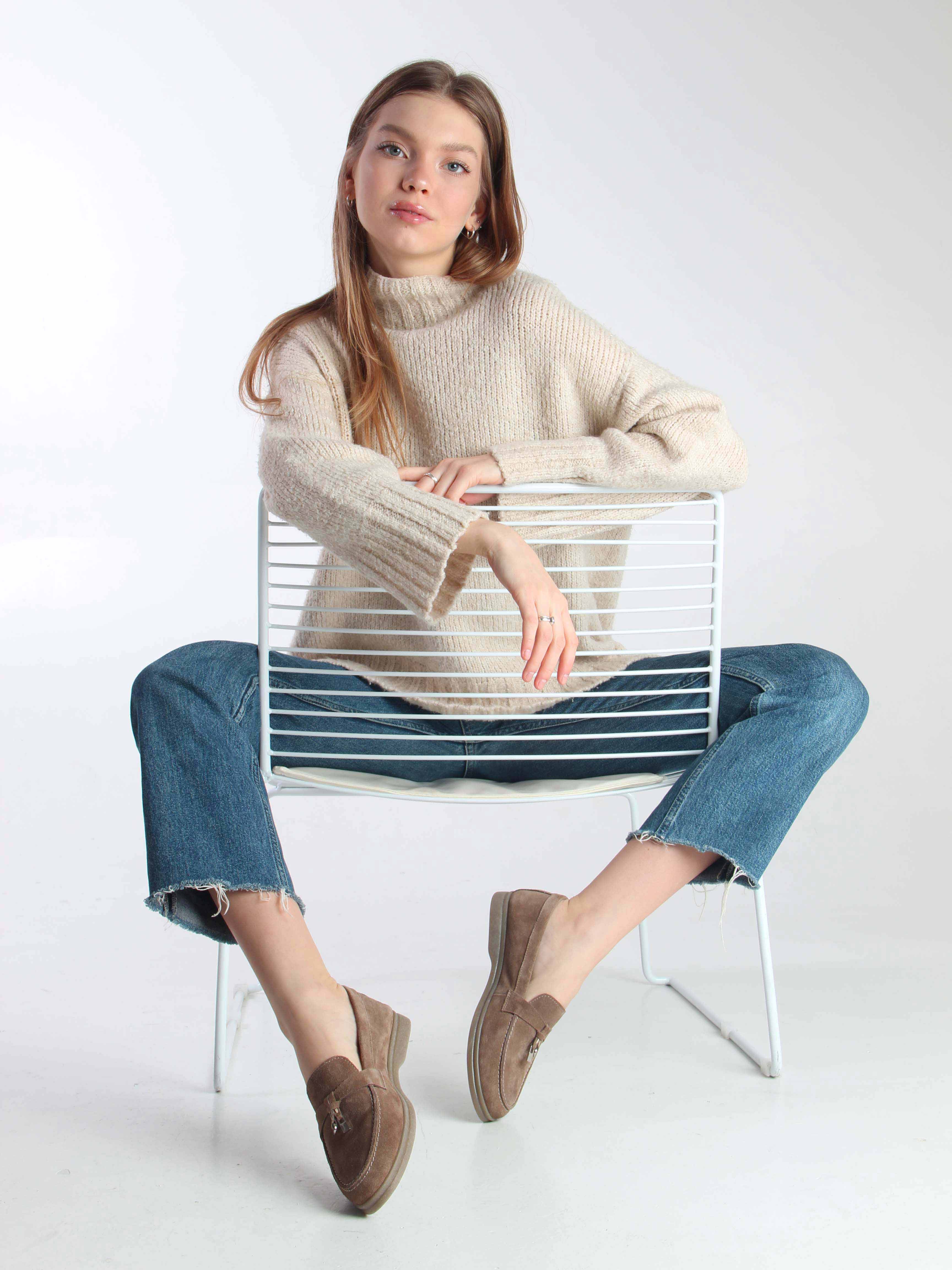 картинка Лоферы туфли ED'ART 170.2614'be. Коричневый капучино от интернет магазина