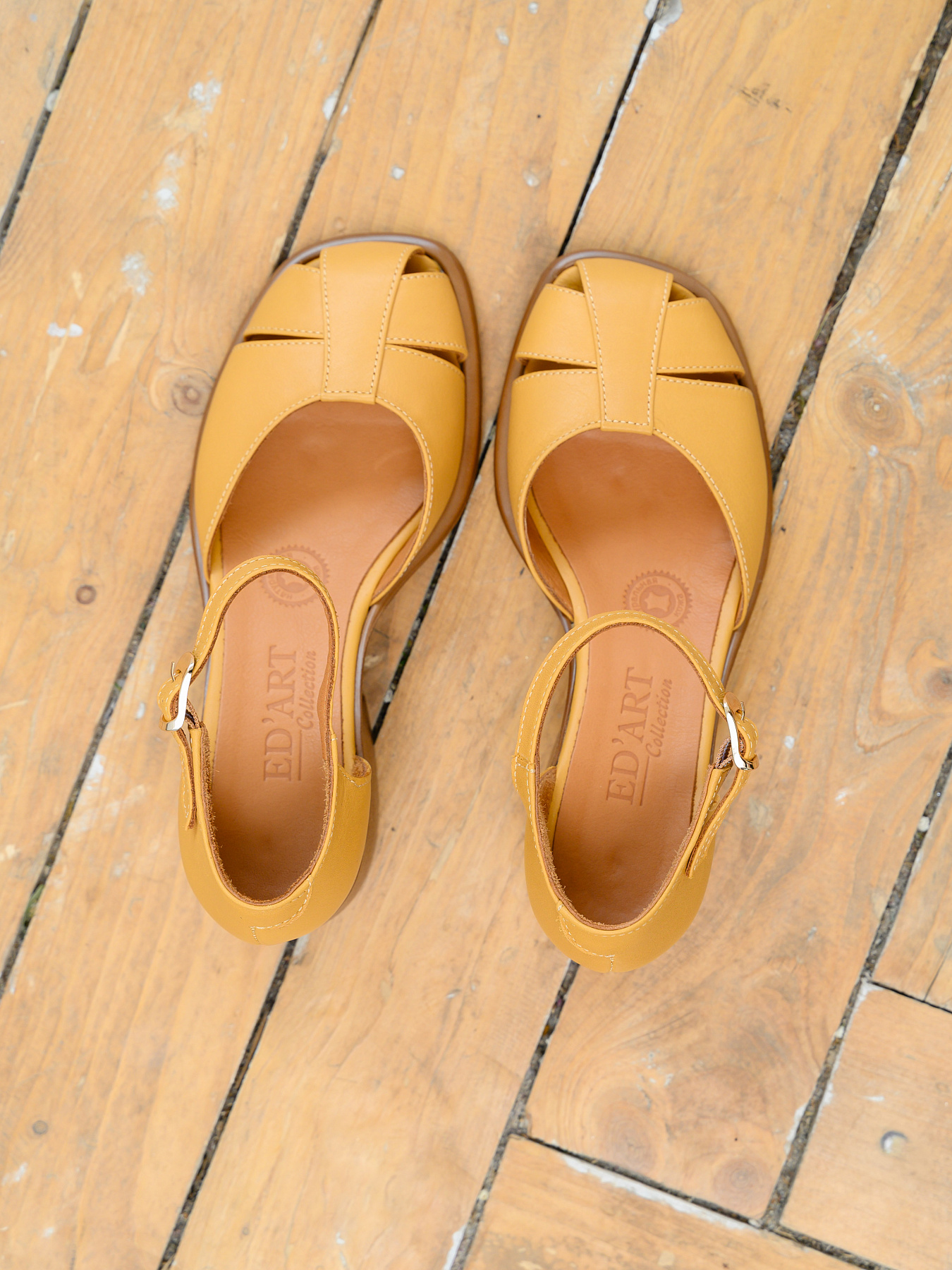 картинка Босоножки ED'ART 5033.23663'bе. Тыква лион+коричневый от интернет магазина