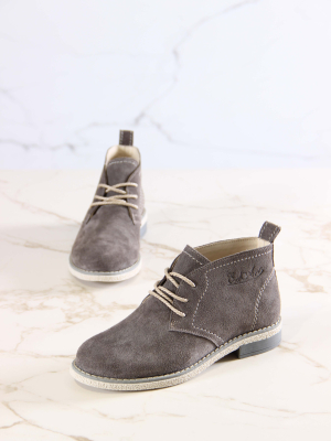 Ботинки коричневые натуральная замша серые