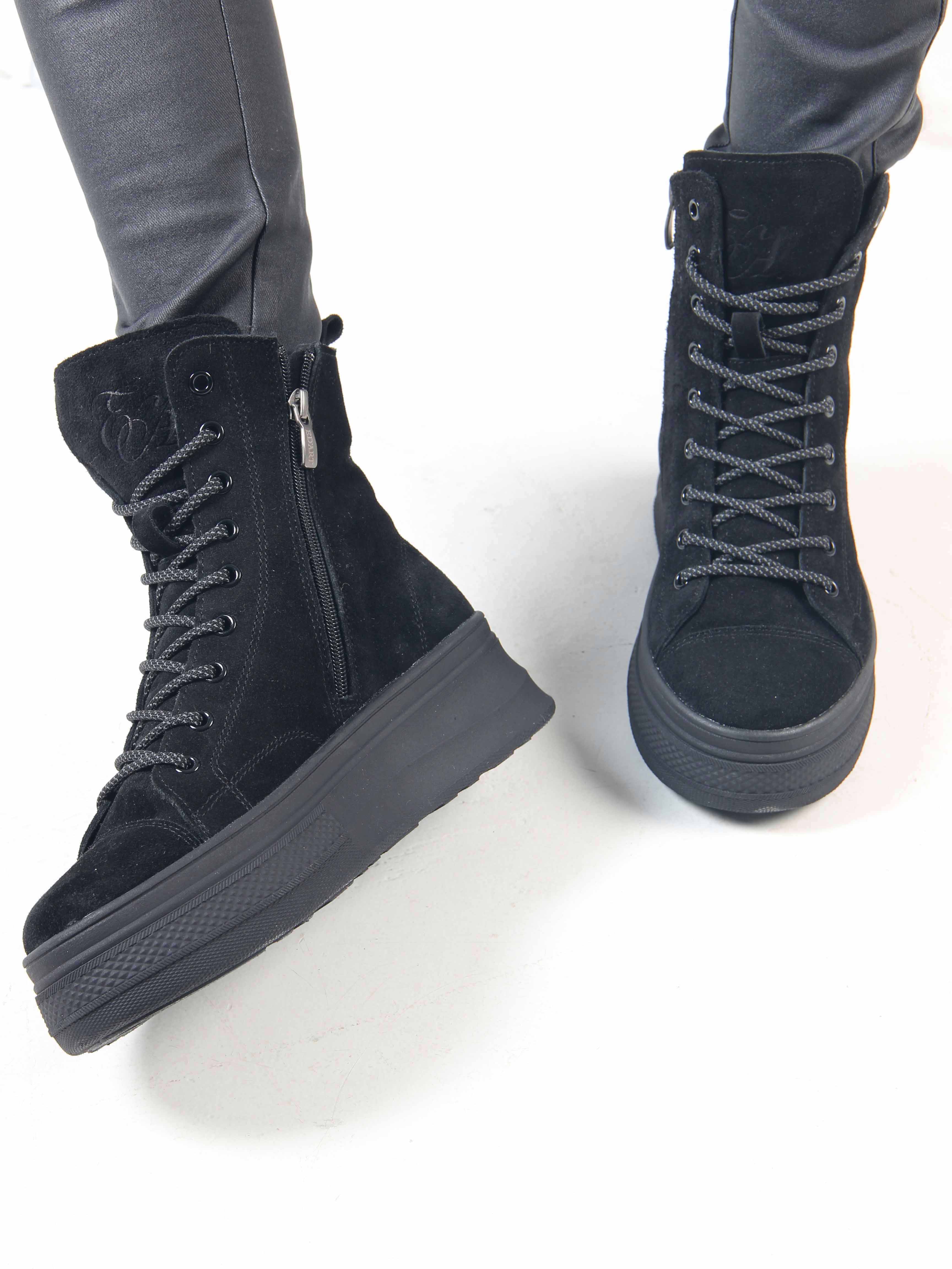 картинка Ботинки ED'ART 215.warm'bl. черные замша от интернет магазина