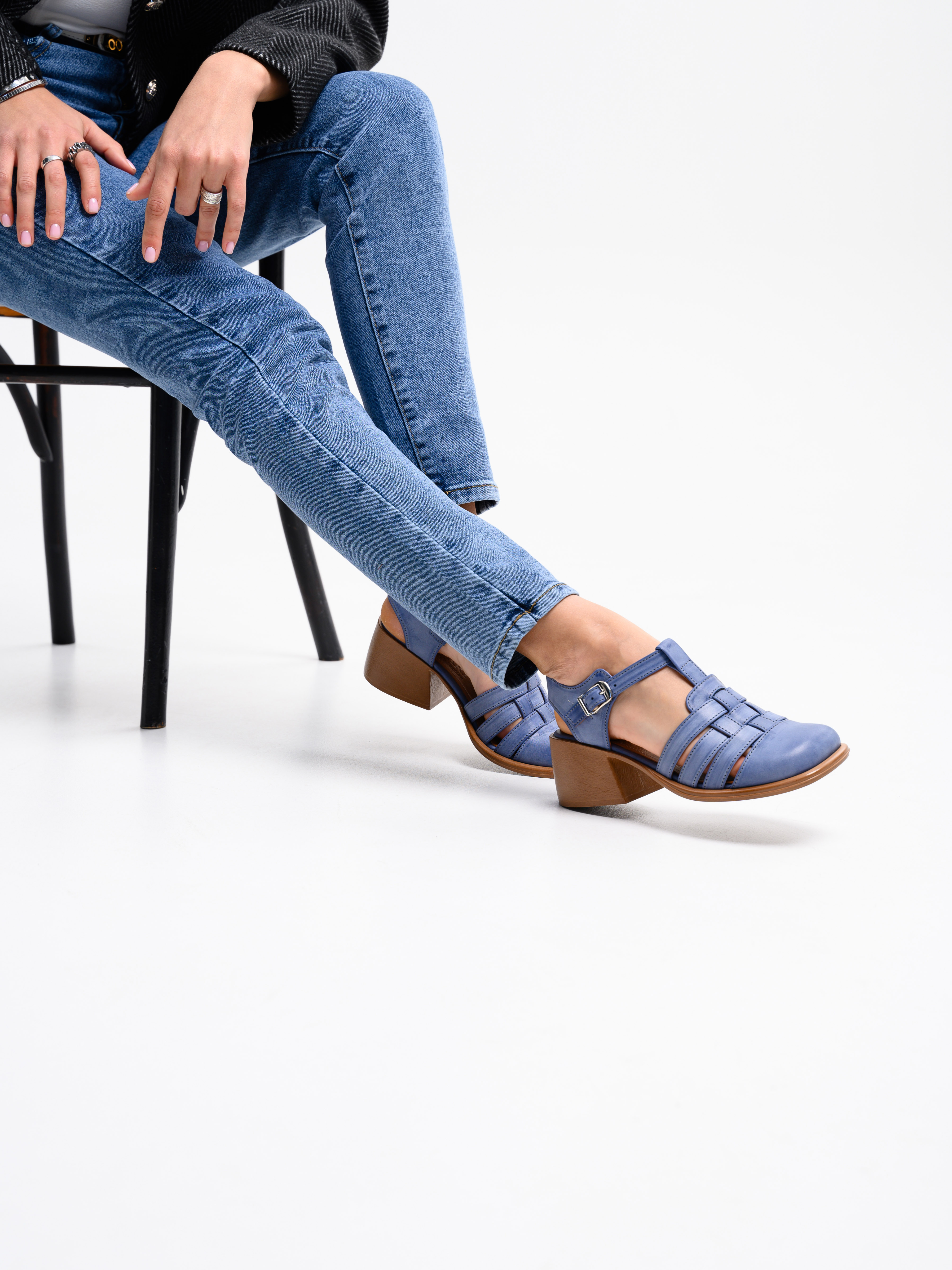 картинка Босоножки ED'ART 5035.23663'bе. Вакса джинс+коричневый от интернет магазина