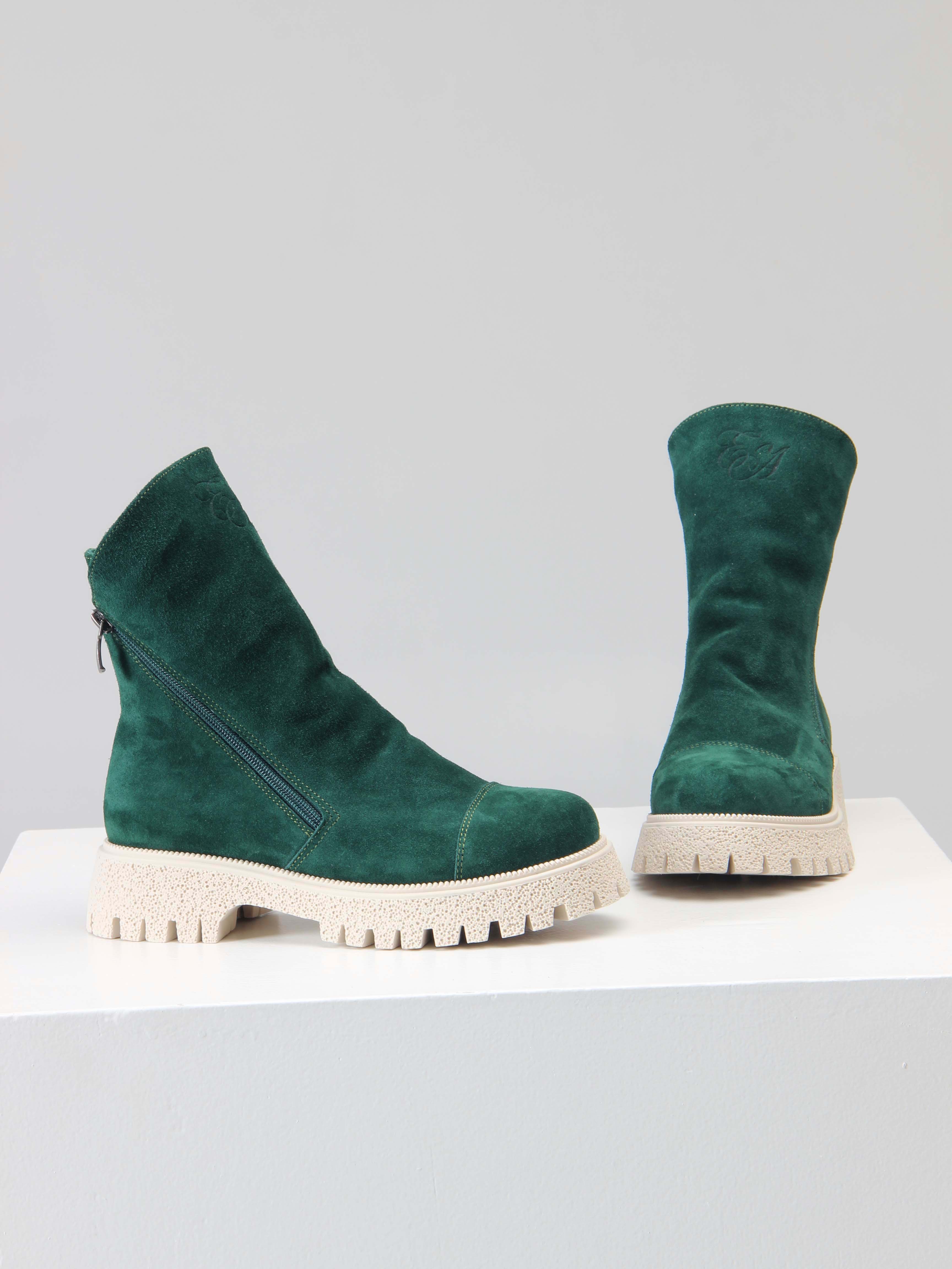 картинка Ботинки ED'ART 233.1541'be. Зеленый замша от интернет магазина