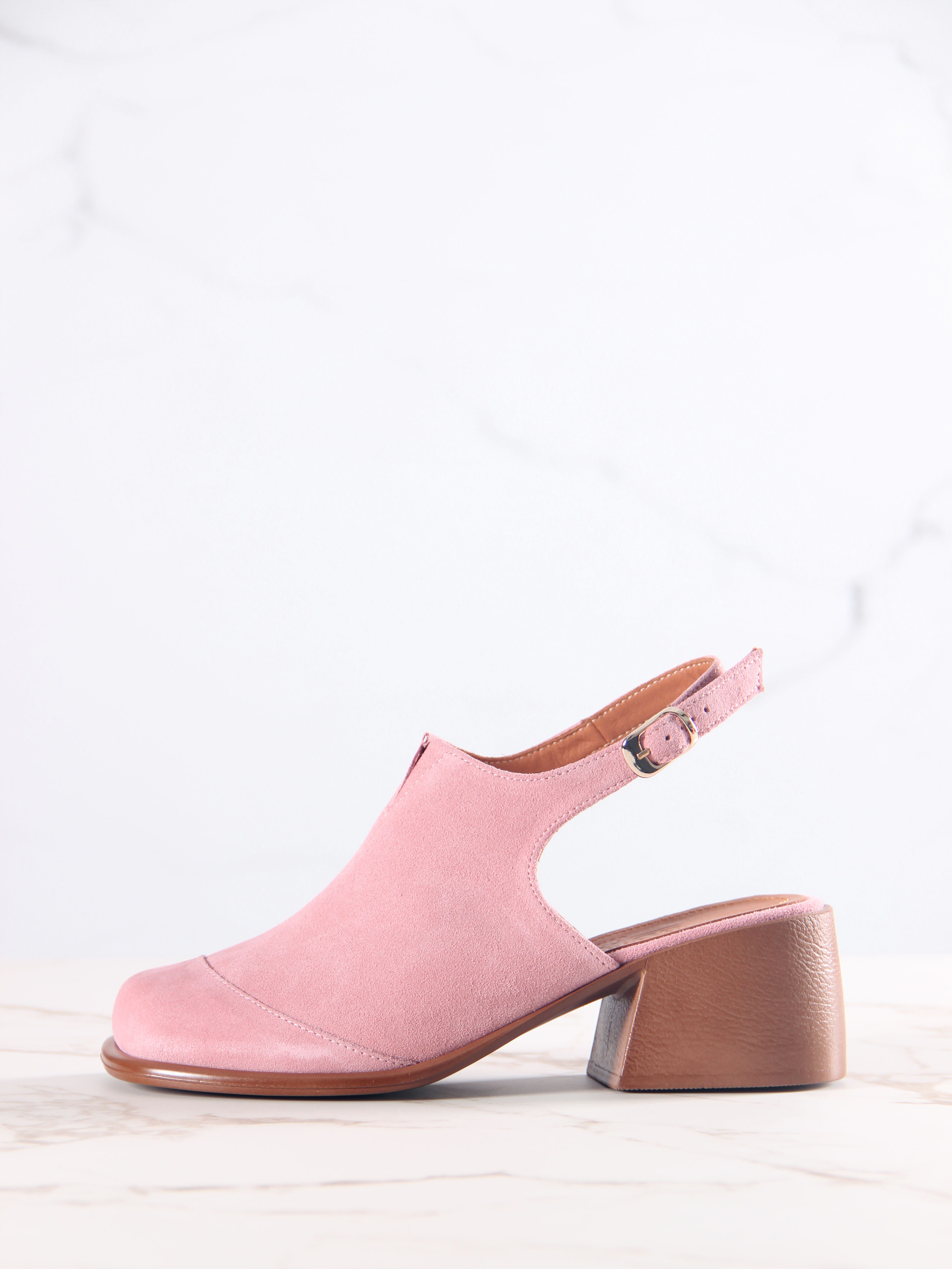 картинка Сабо ED'ART 5133.23663'br.Розовая замша+коричневый от интернет магазина