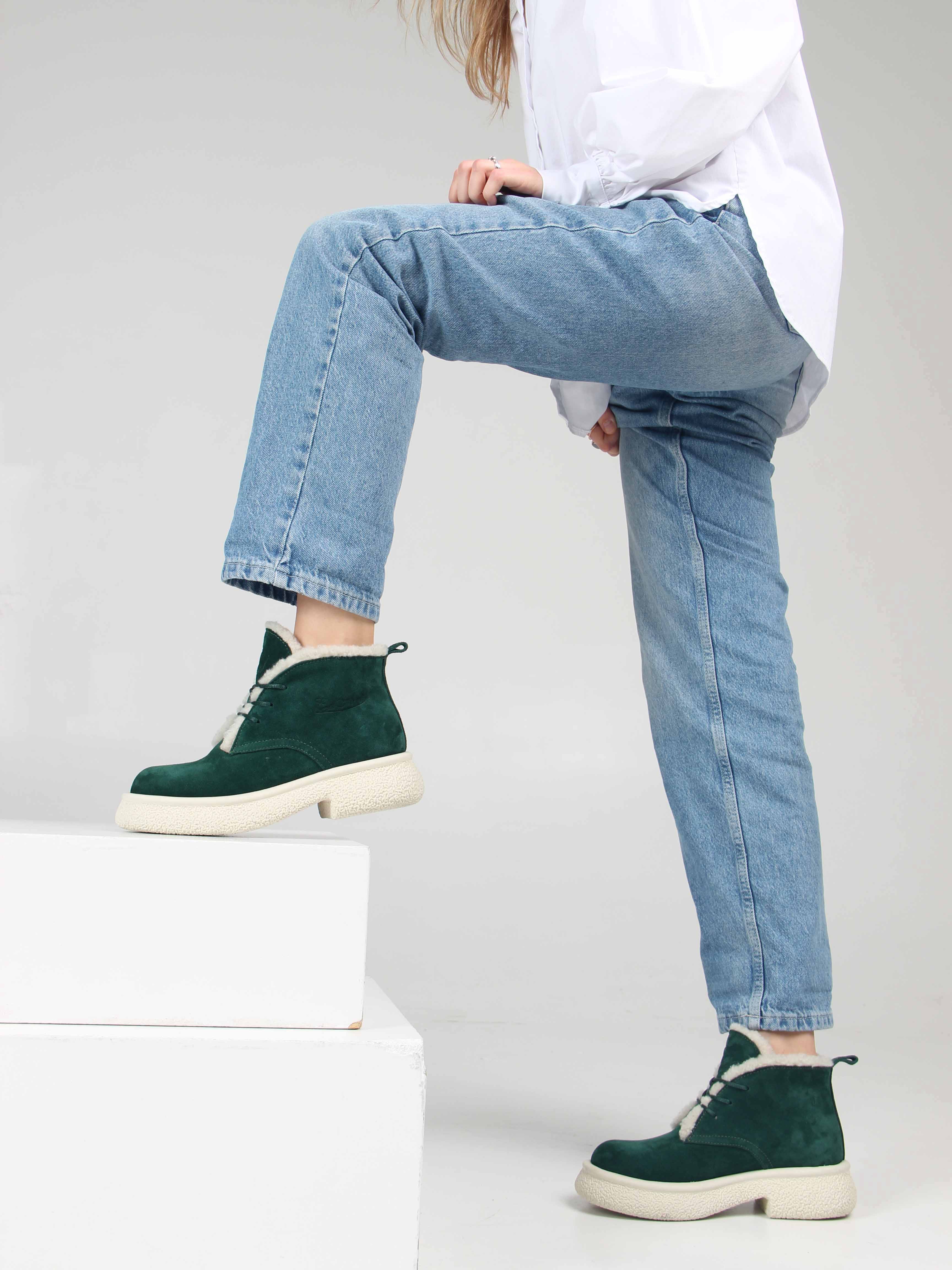 картинка Ботинки ED'ART 308.агата w. зеленый замша от интернет магазина