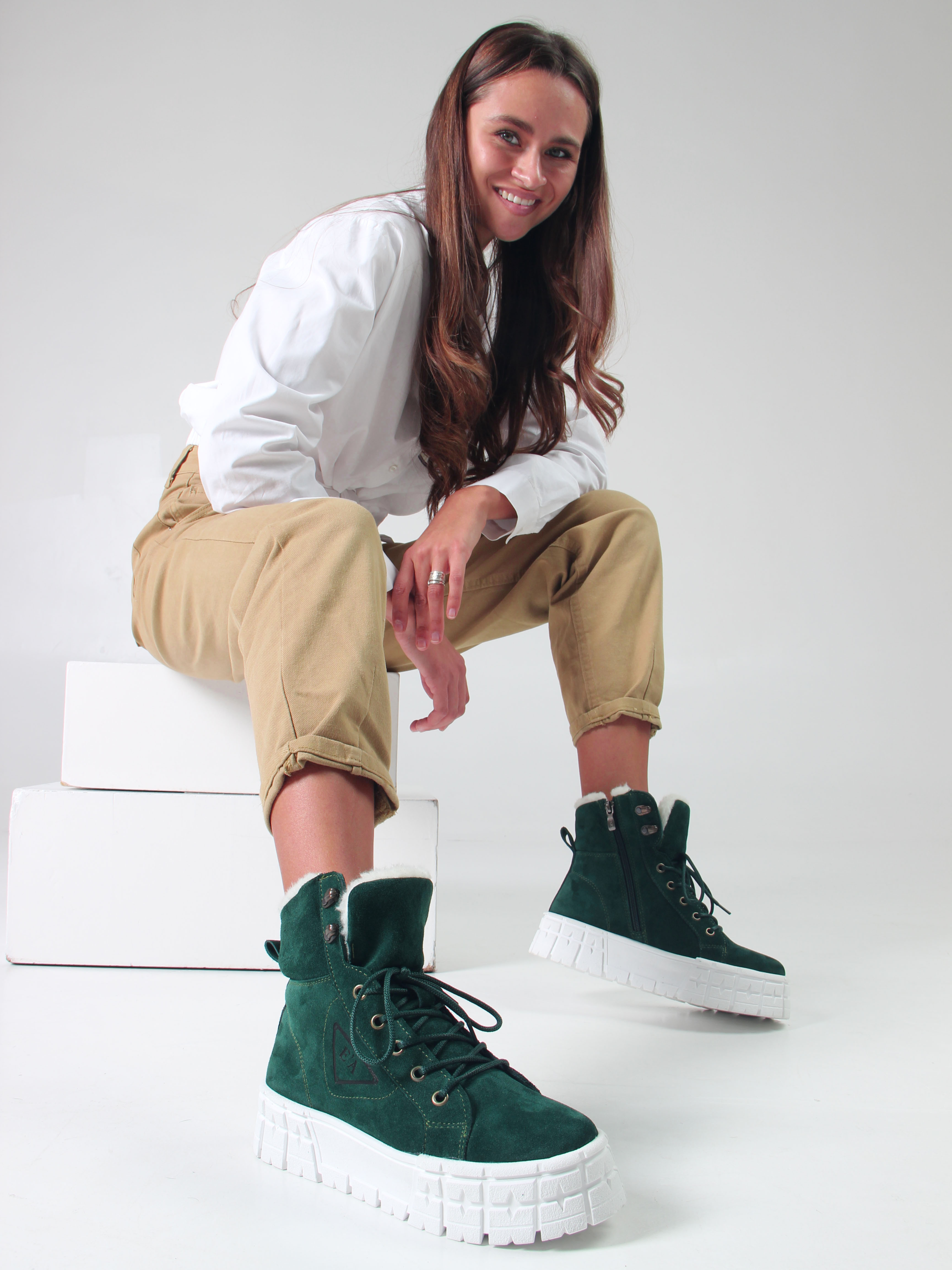 картинка Ботинки ED'ART 216.212131'w. зеленый замша от интернет магазина