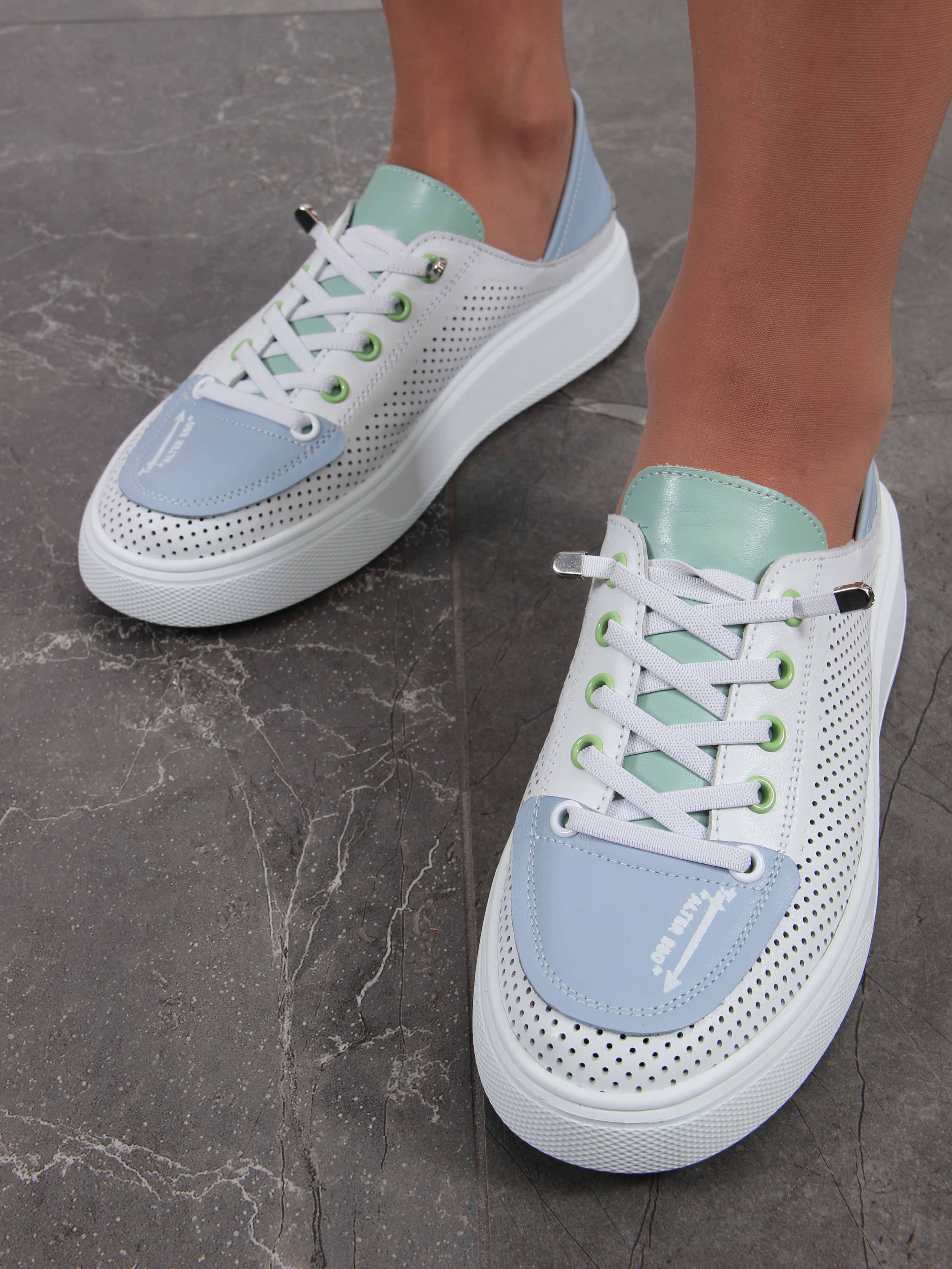 картинка Кеды ED'ART 163.P.LusiR2'w.Белый-голубой-мята от интернет магазина