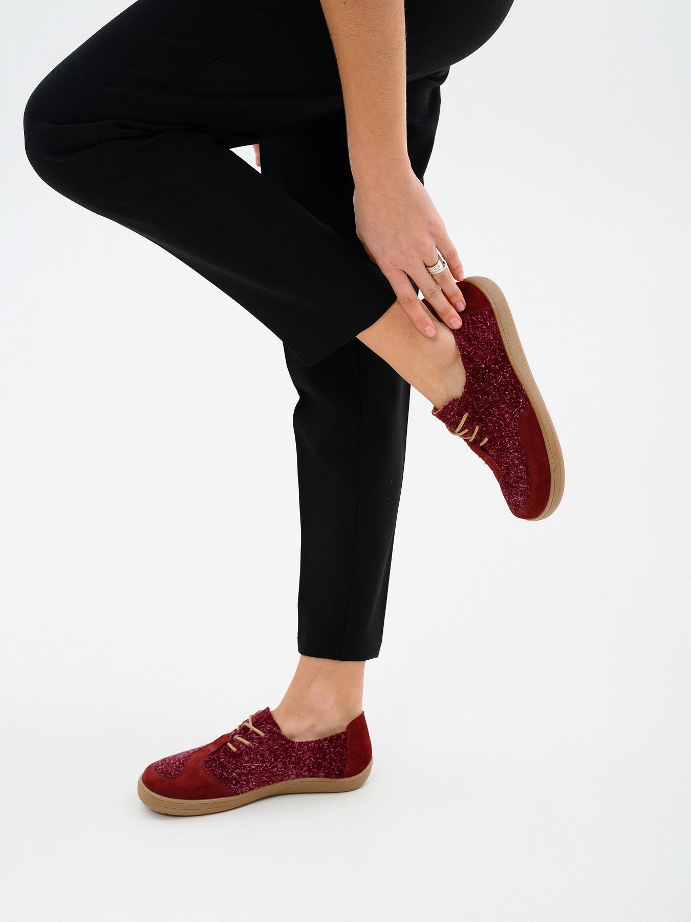 картинка Босоногие туфли ED'ART 188.nata'br.Бордовый джангл+бордовая замша от интернет магазина