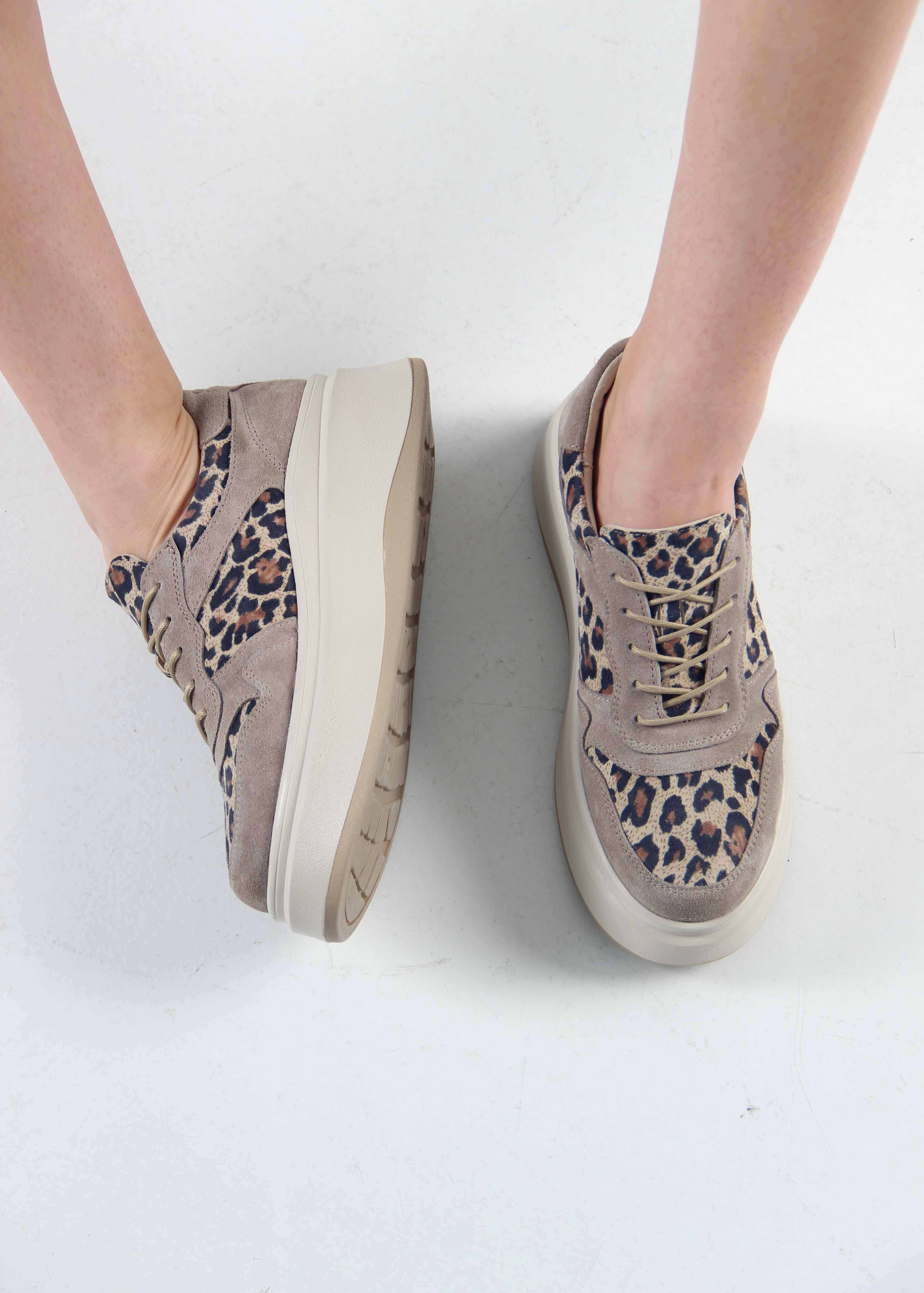 картинка Кроссовки ED'ART 149.24916'be. бежевый леопард ваниль замша от интернет магазина