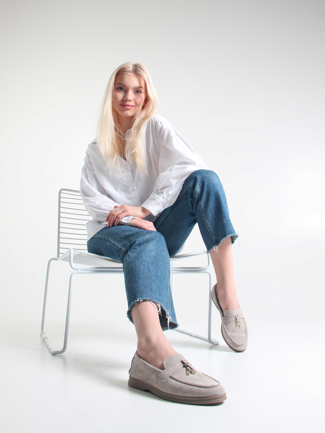 картинка Лоферы лоферы ED'ART 170.2614'be. Каменный замша от интернет магазина