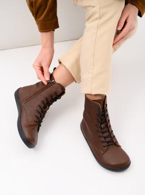 Ботинки босоногие коричневые кожаные