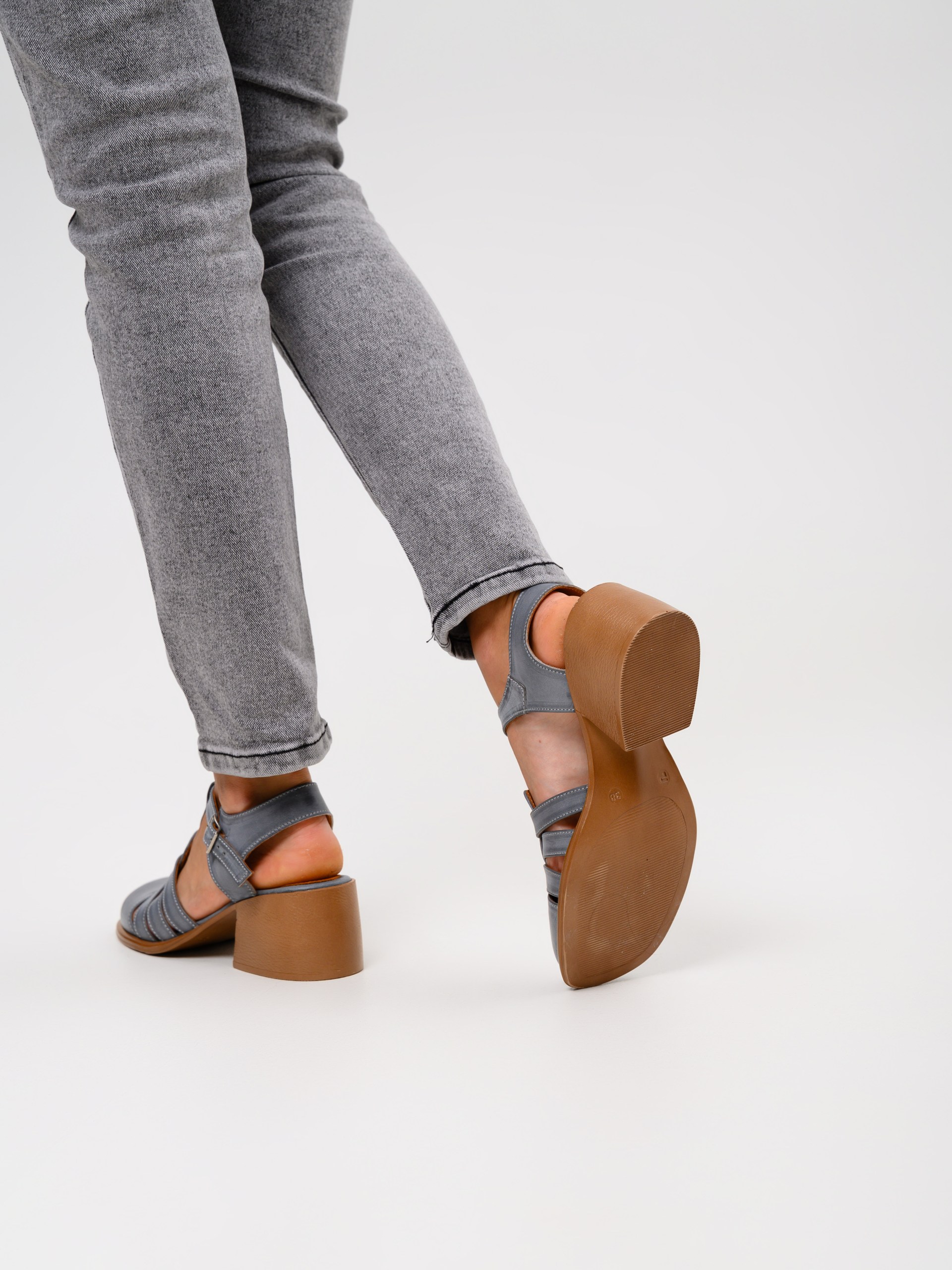 картинка Босоножки ED'ART 5035.23663'bе. Вакса серая +коричневый от интернет магазина