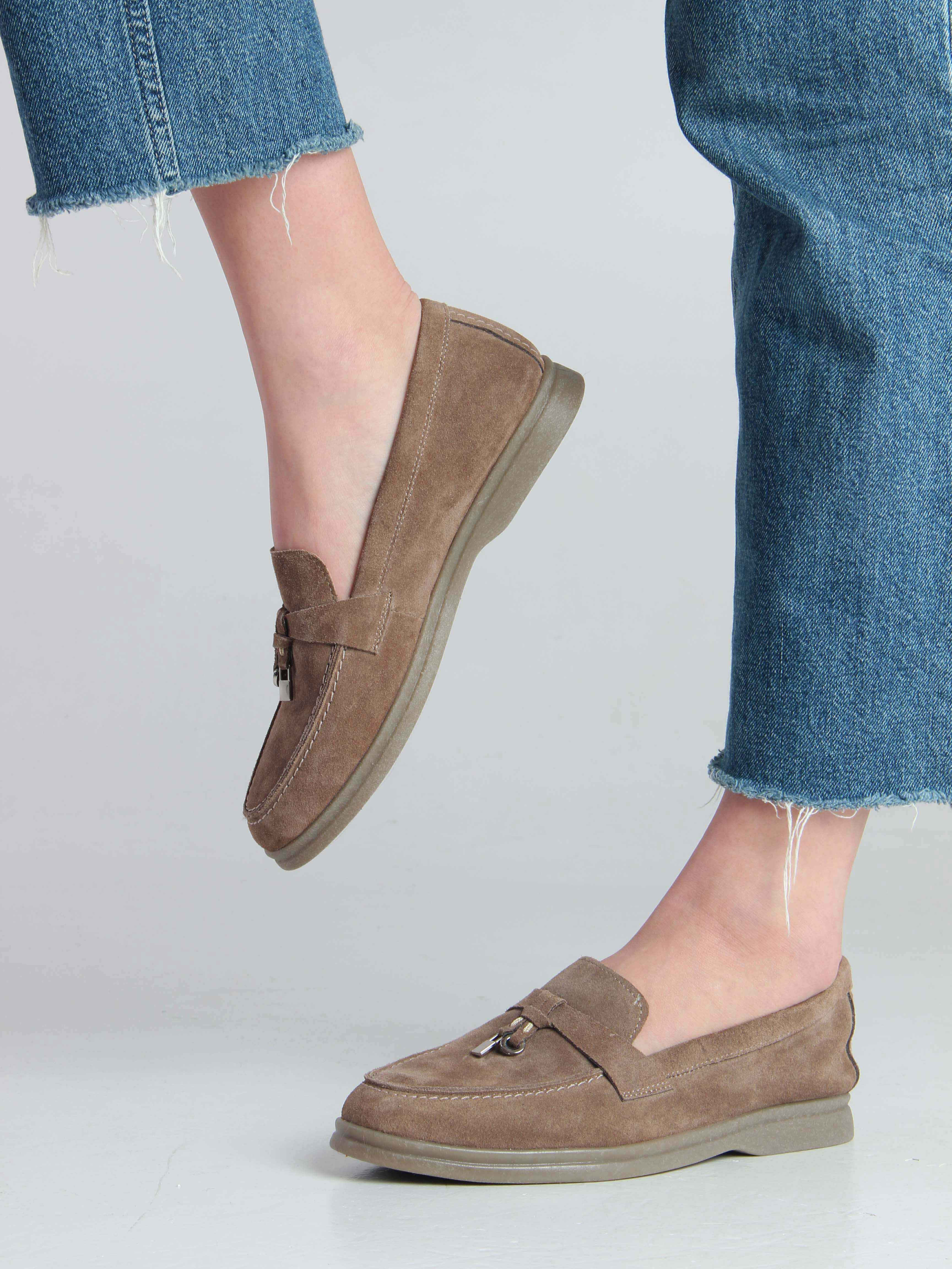 картинка Лоферы туфли ED'ART 170.2614'be. Коричневый капучино от интернет магазина