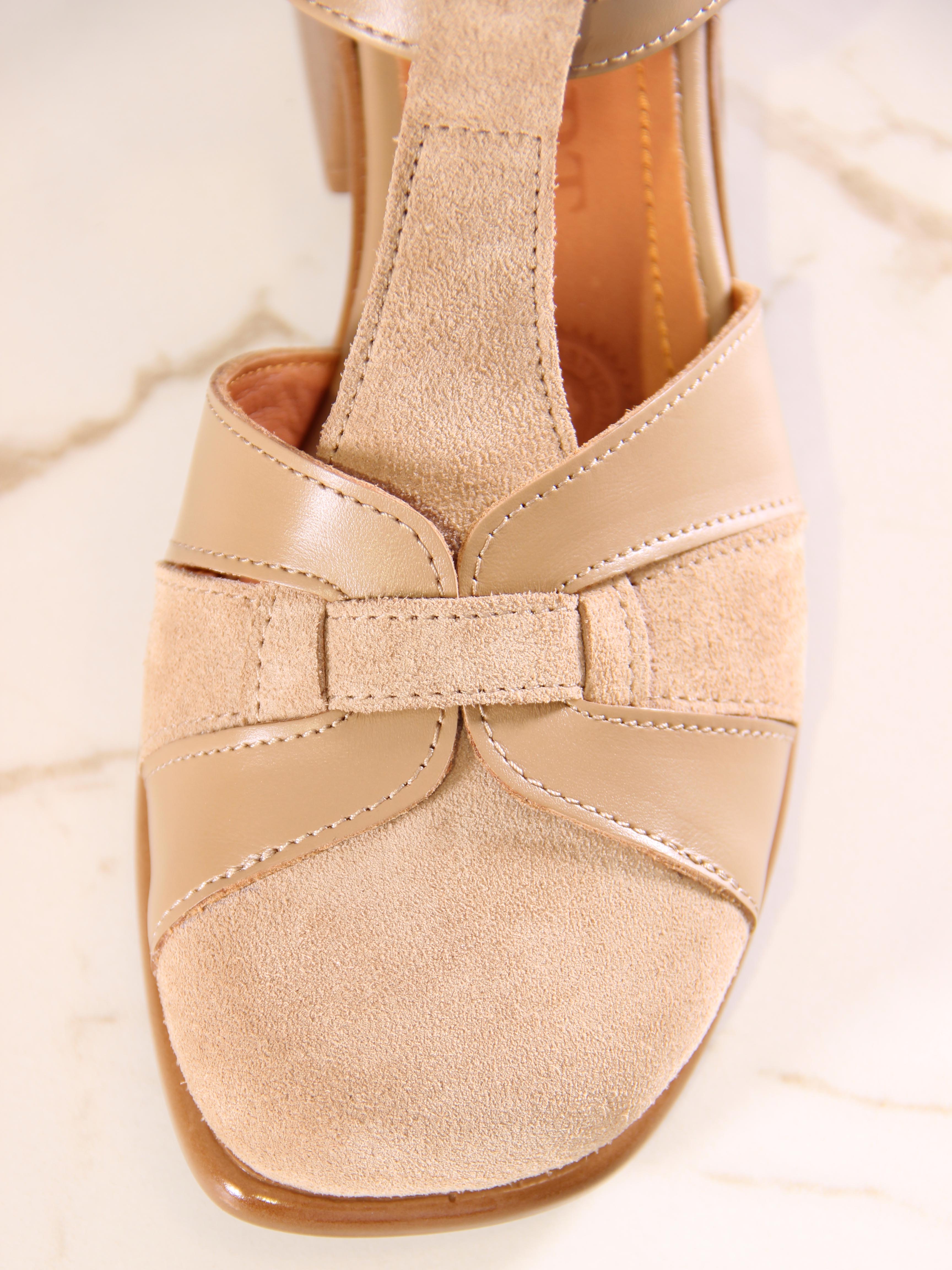 картинка Босоножки ED'ART 3038.26018'bе.Круассан+велюр бежевая ночь от интернет магазина