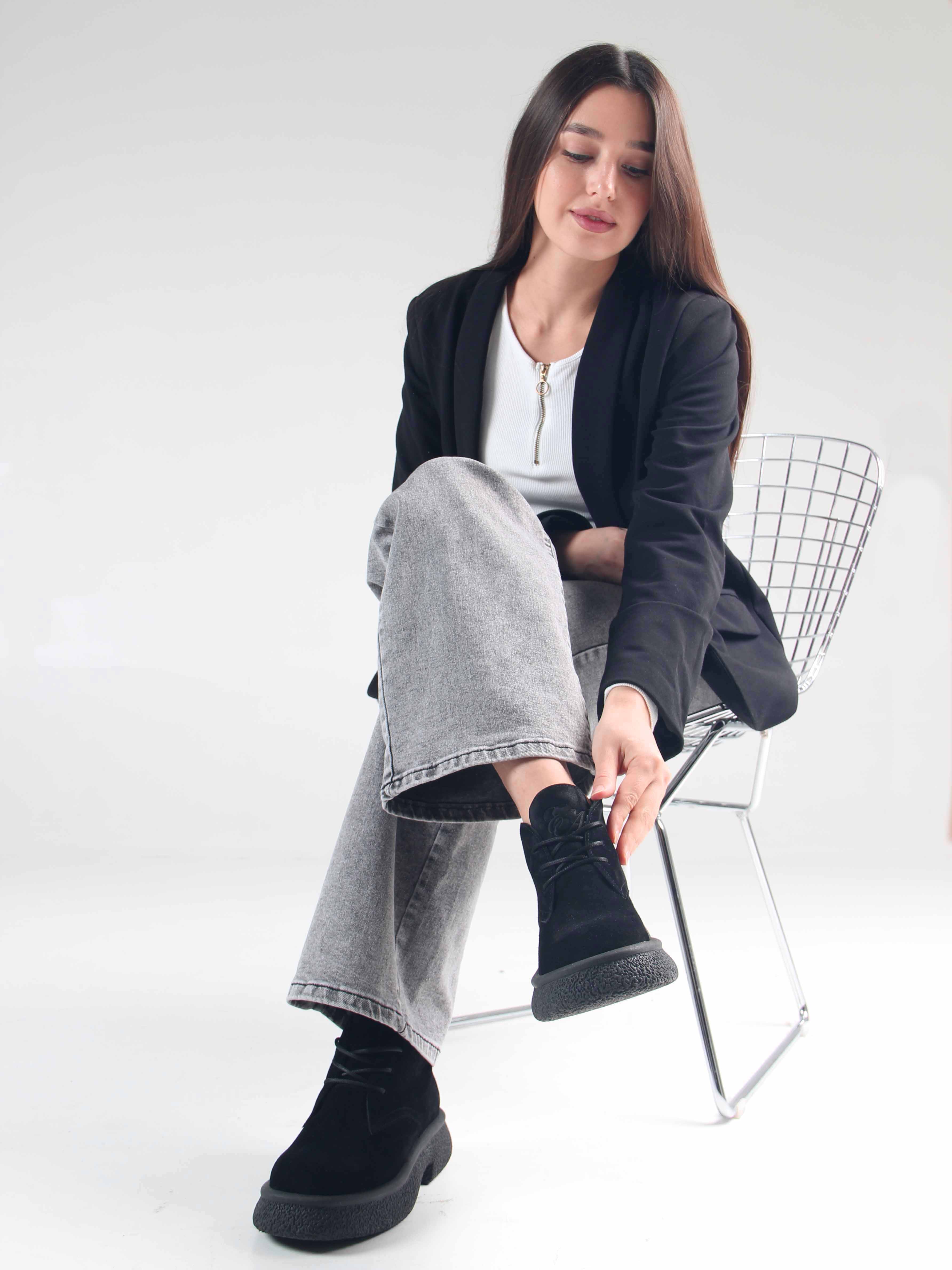 картинка Ботинки ED'ART 308.агата'bl. чёрный замша от интернет магазина