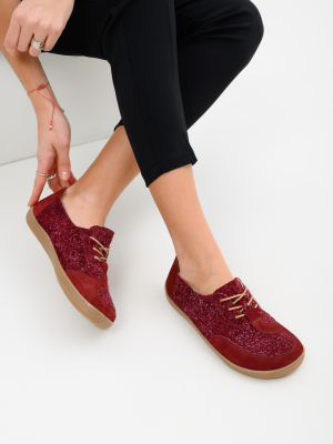 Босоногие туфли замшевые бордовые