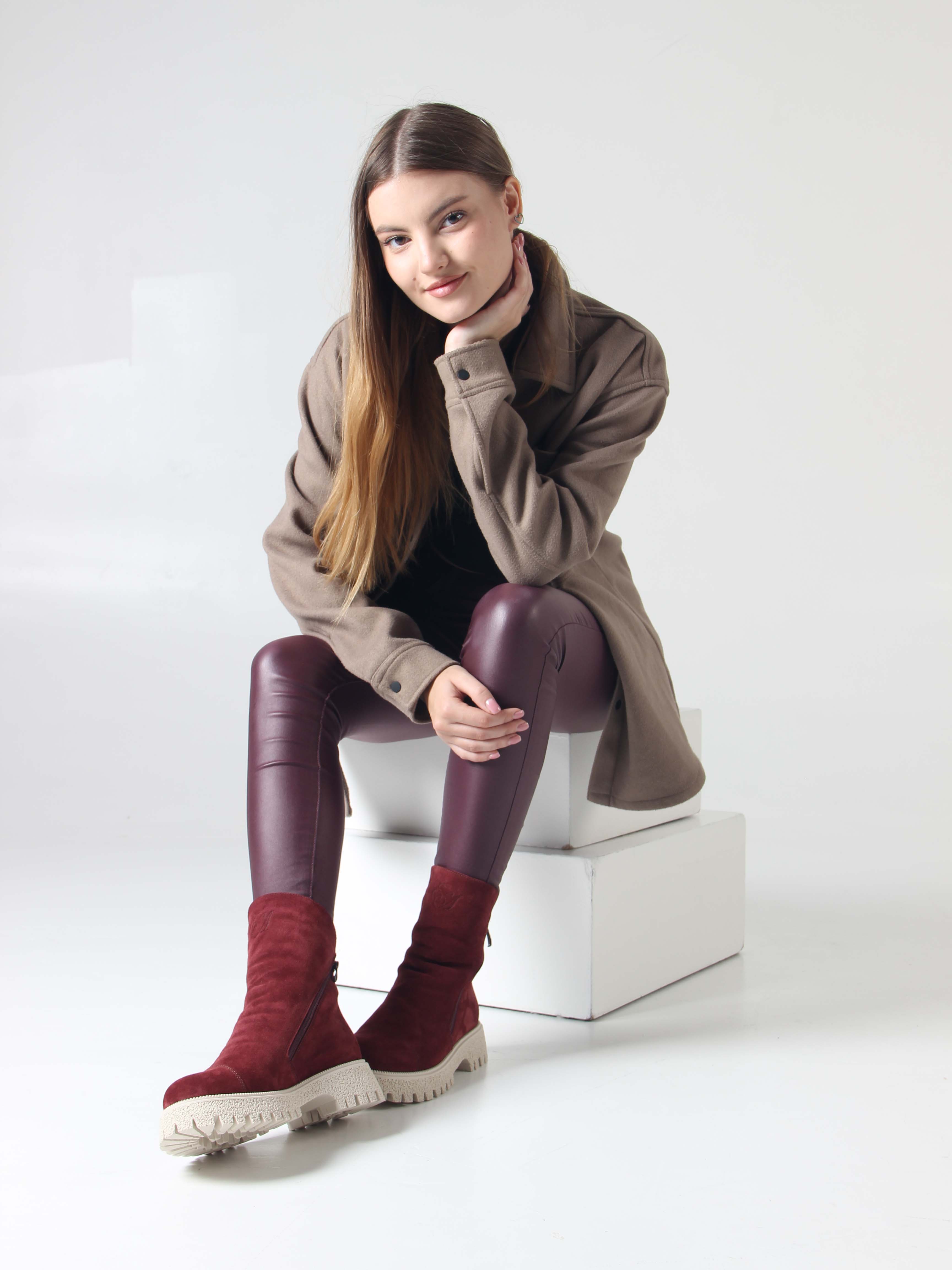 картинка Ботинки ED'ART 233.1541'be. Бордо замша от интернет магазина