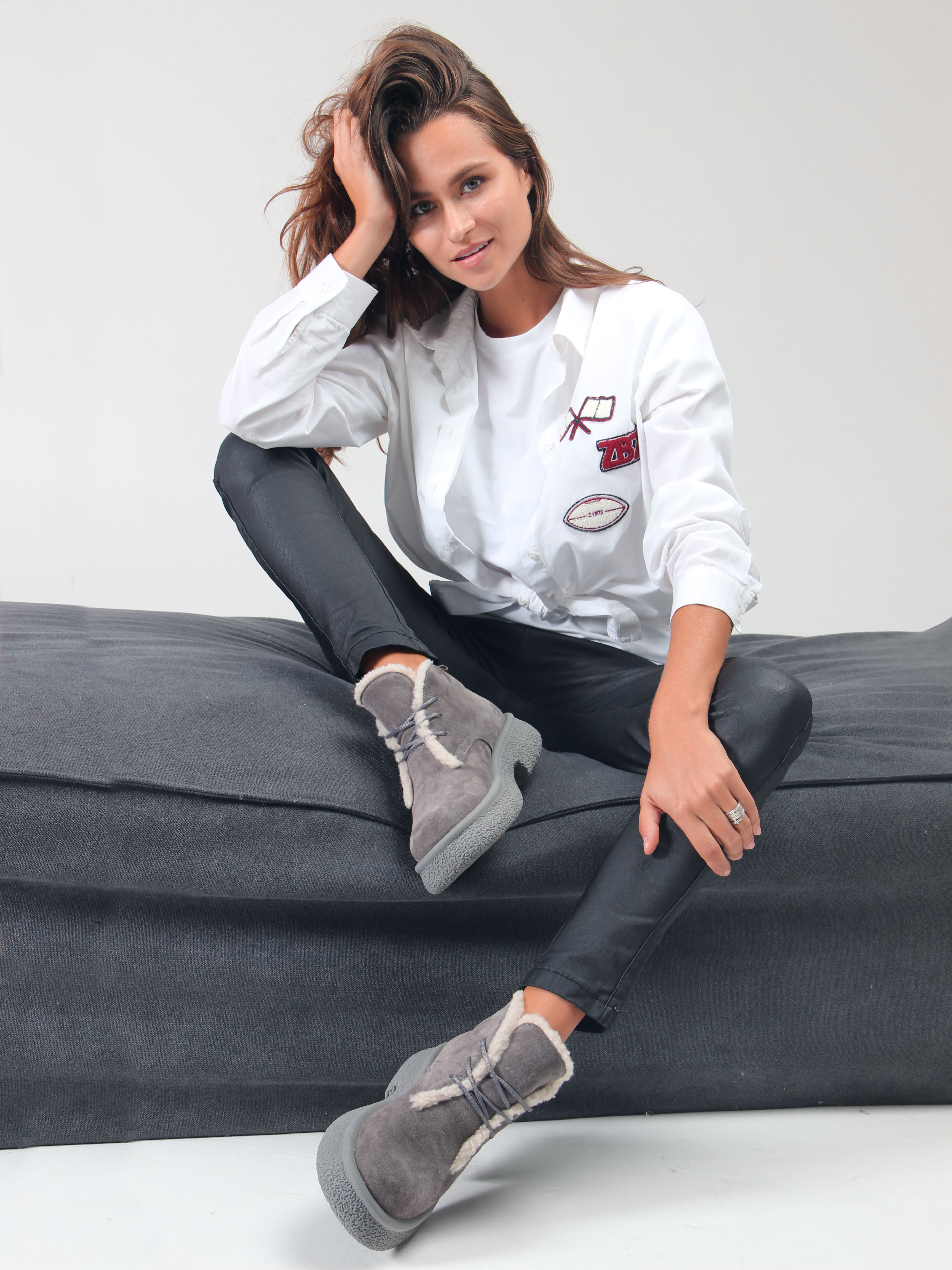 картинка Ботинки ED'ART 308.агата gr. серый замок замша от интернет магазина