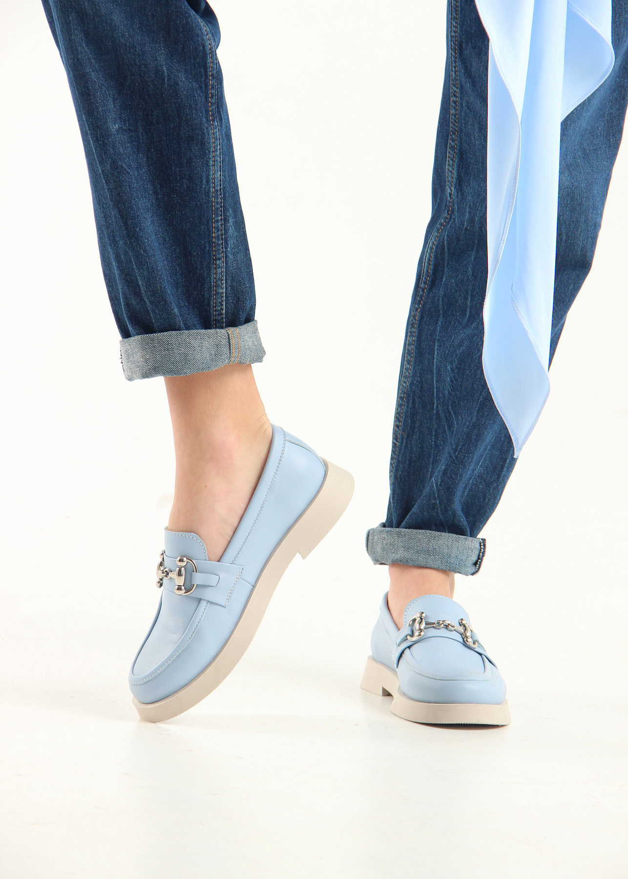 картинка Лоферы туфли ED'ART 172.1841'be. голубой ангел кожа от интернет магазина