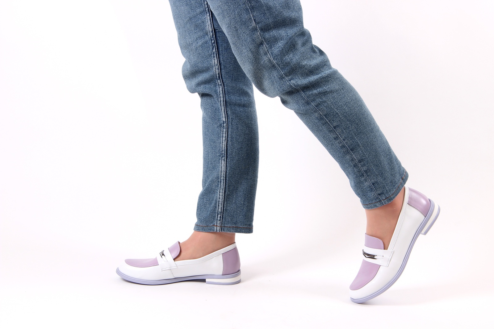 картинка Лоферы туфли ED'ART 117.madonna'l.white-lilac от интернет магазина