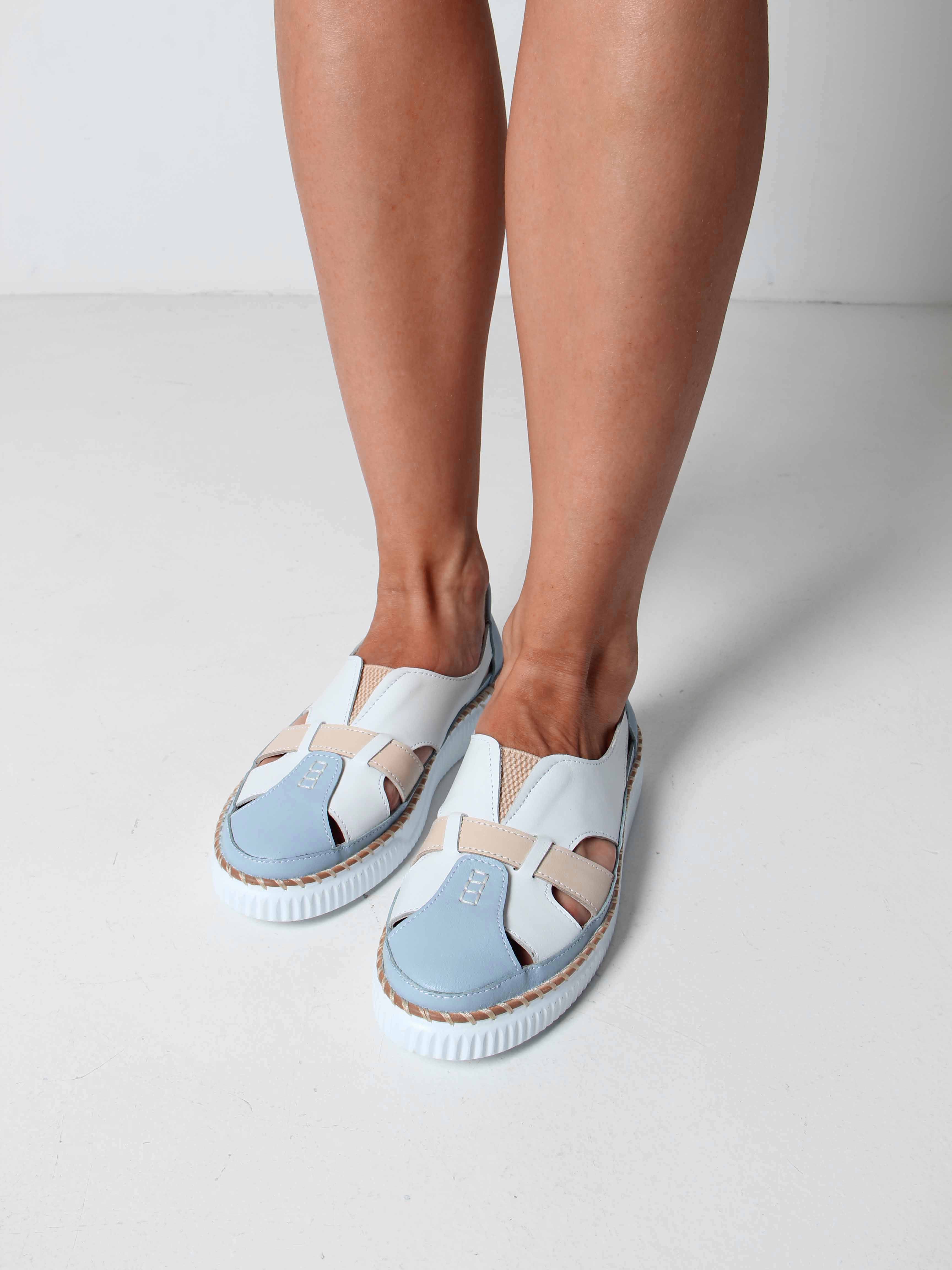 картинка Слипоны ED'ART 116.2500'w. Белый голубой от интернет магазина