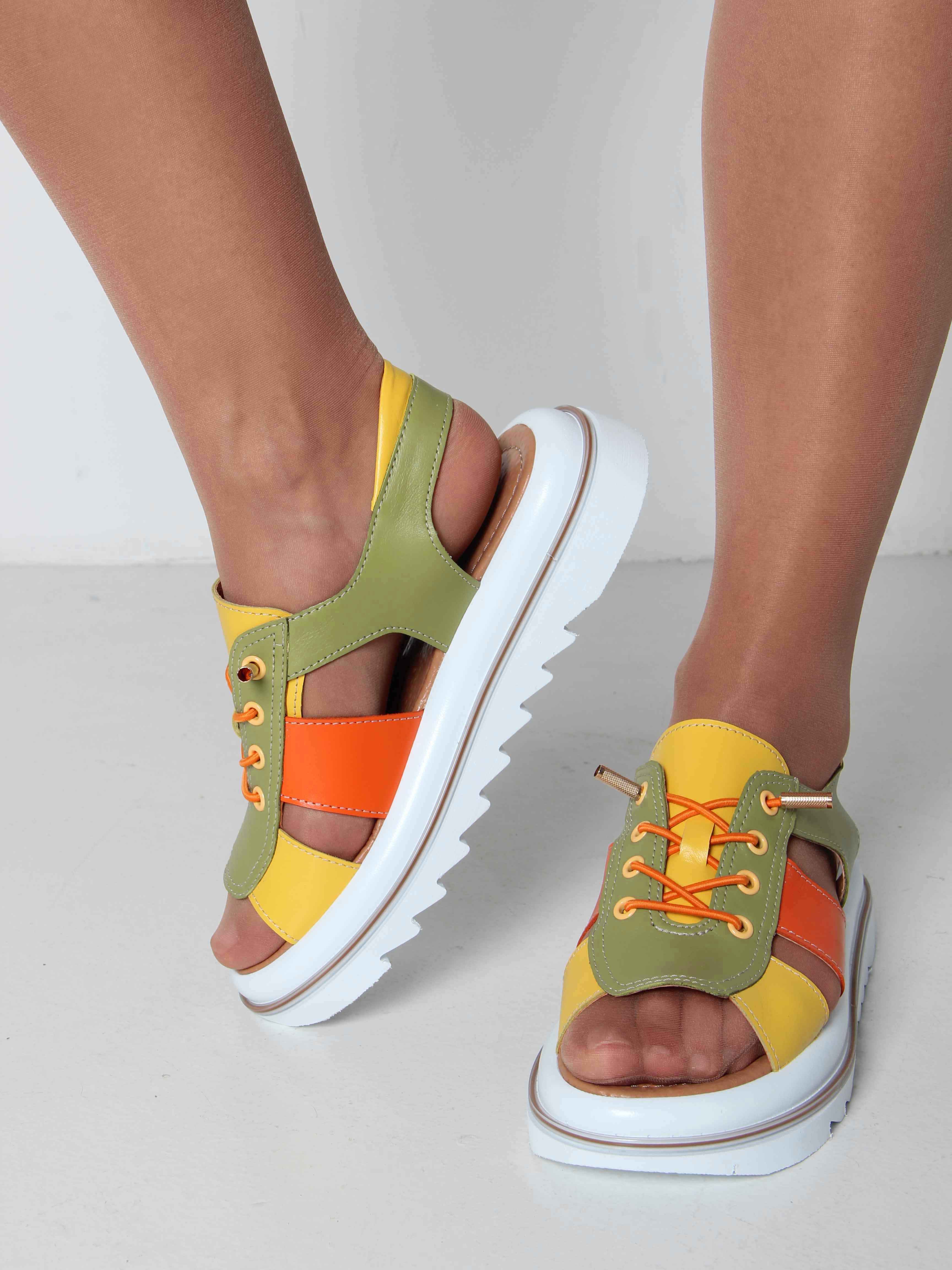 картинка Босоножки ED'ART 2029.2525'w. Авокадо желтый оранжевый от интернет магазина