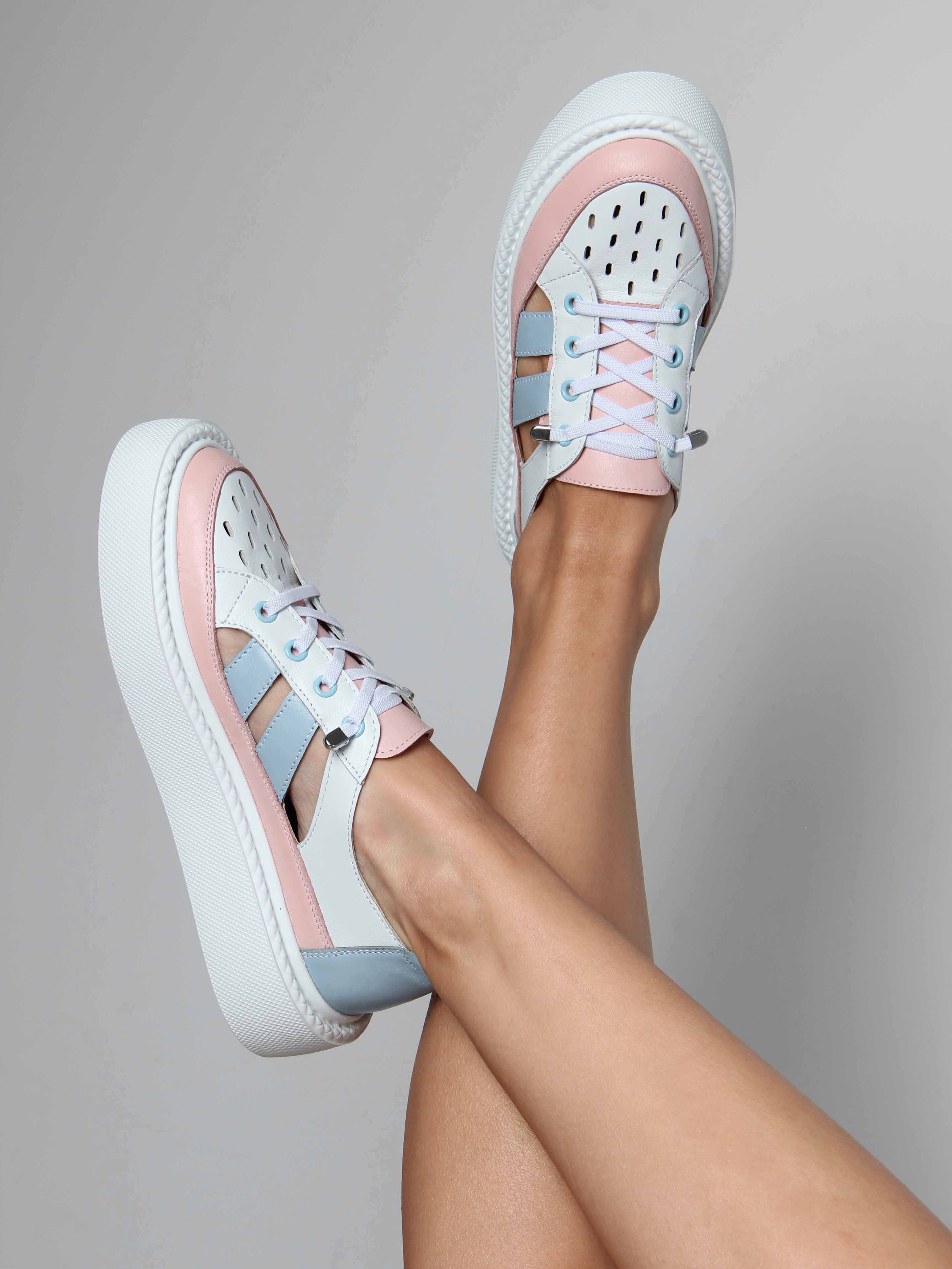 картинка Кроссовки ED'ART 165.P.Lusi23.'w. Белый голубой розовый от интернет магазина