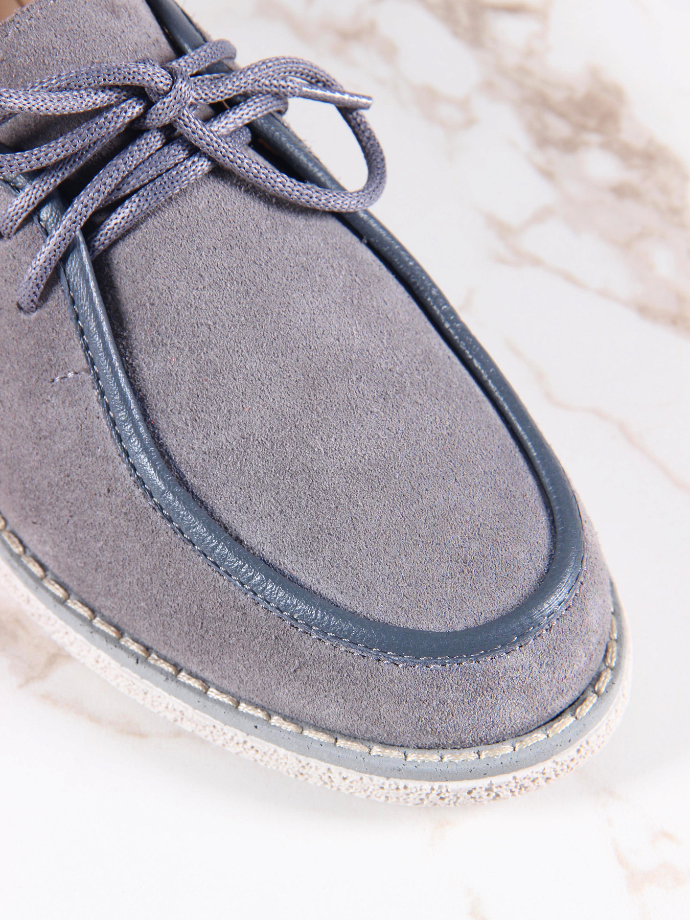 картинка Мокасины ED'ART 191.rose'gr. серый замок замша от интернет магазина