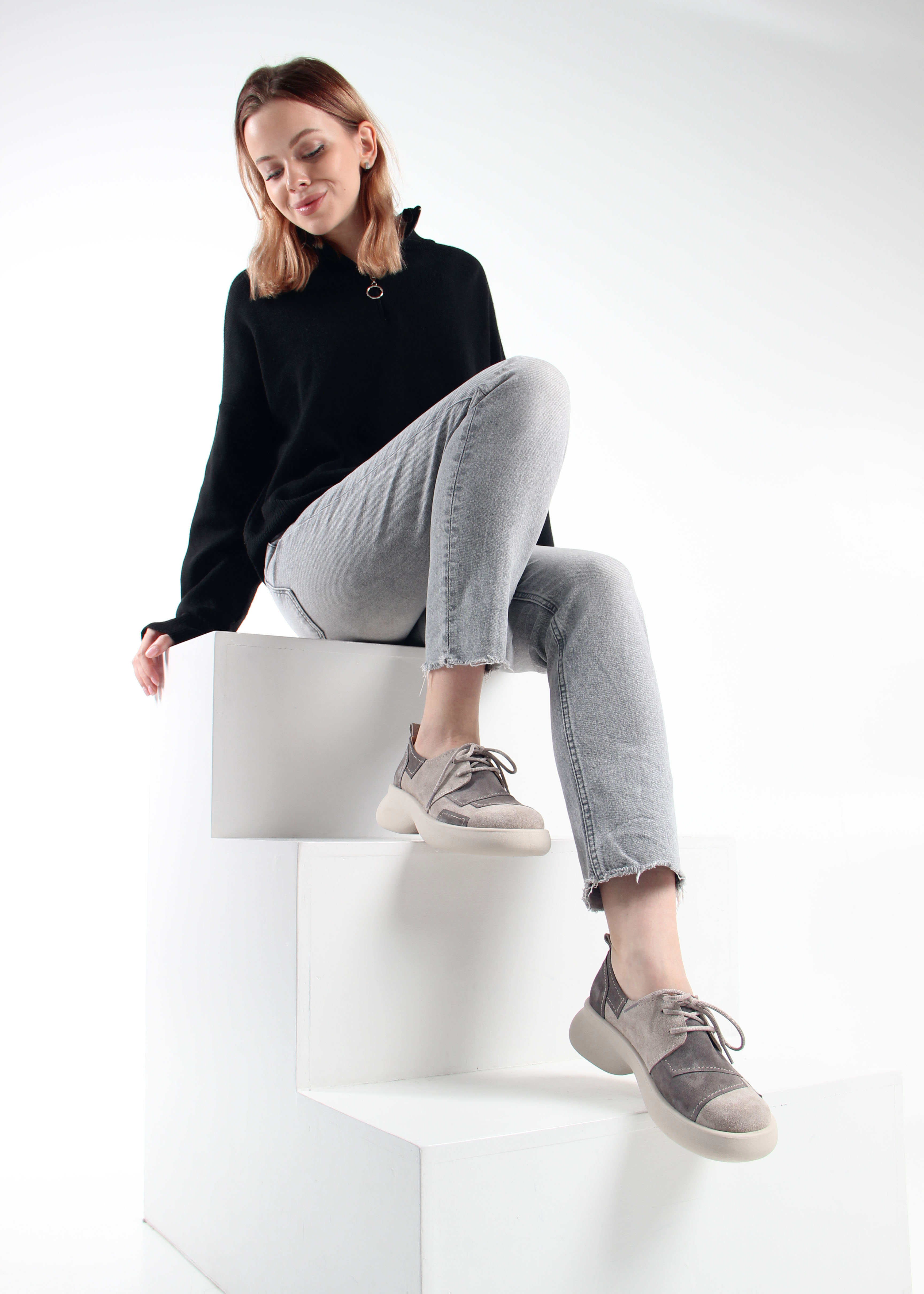 картинка Полуботинки туфли ED'ART 205.927'be. Каменный замша Серый замок от интернет магазина