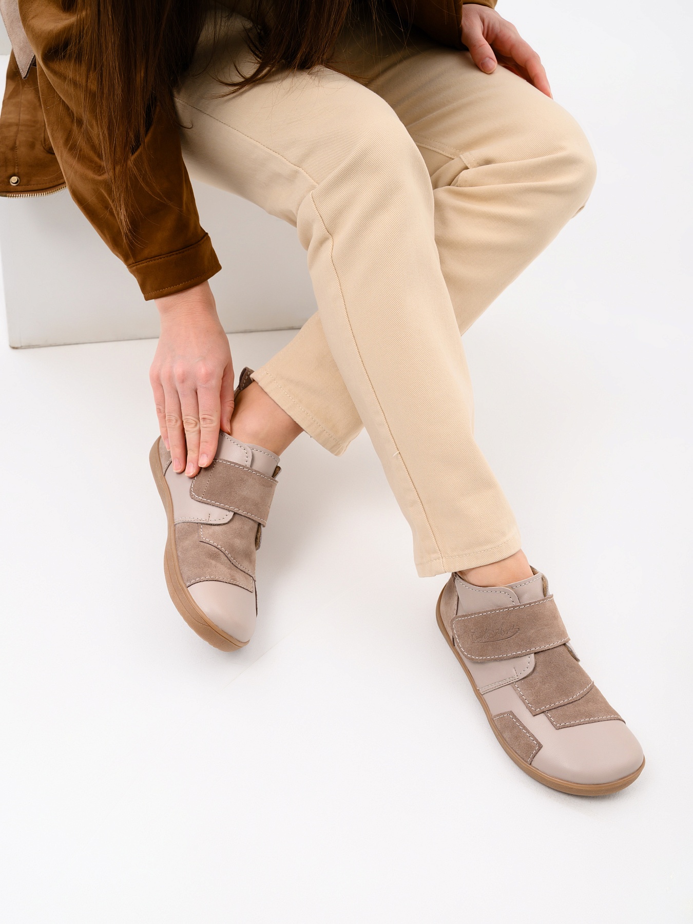 картинка Босоногие ботинки  ED'ART 206.NATA'br.Визон+капучино замша от интернет магазина