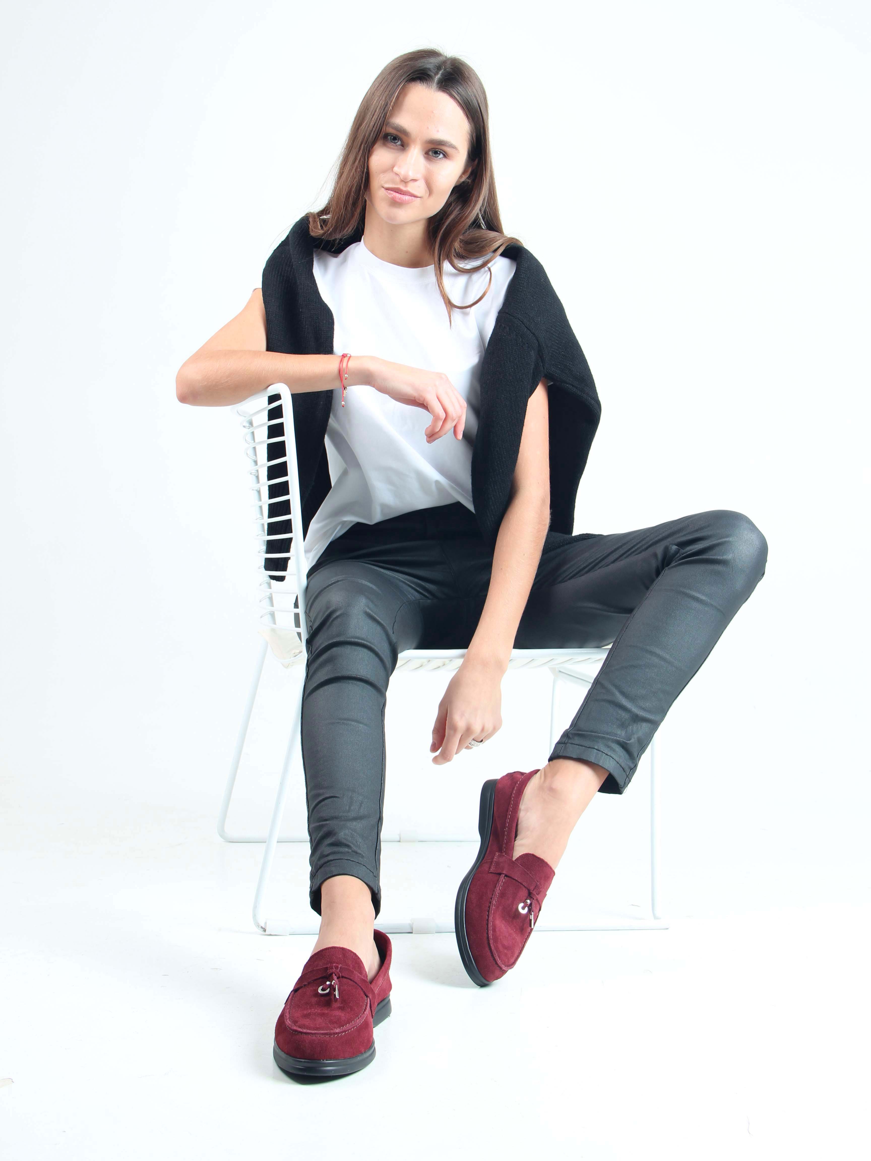 картинка Лоферы туфли ED'ART 170.2614'bl. бордо замша от интернет магазина