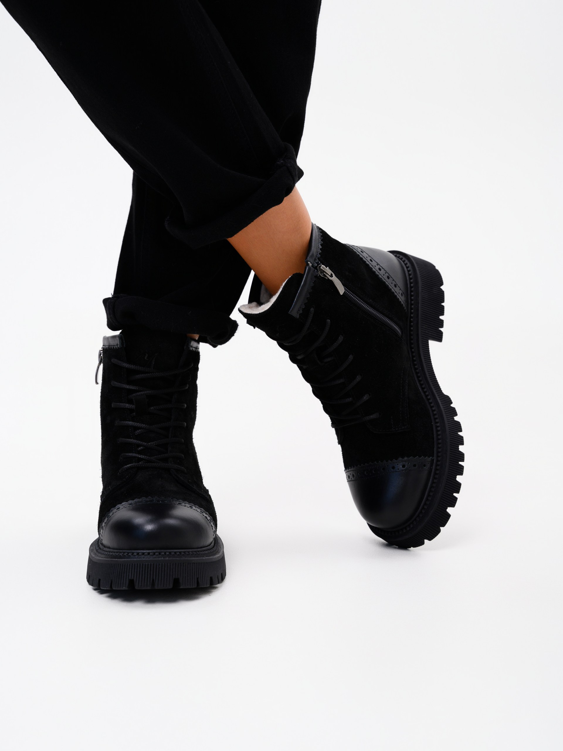 картинка Ботинки ED'ART 319.taskana'bl. Черная замша+черный от интернет магазина