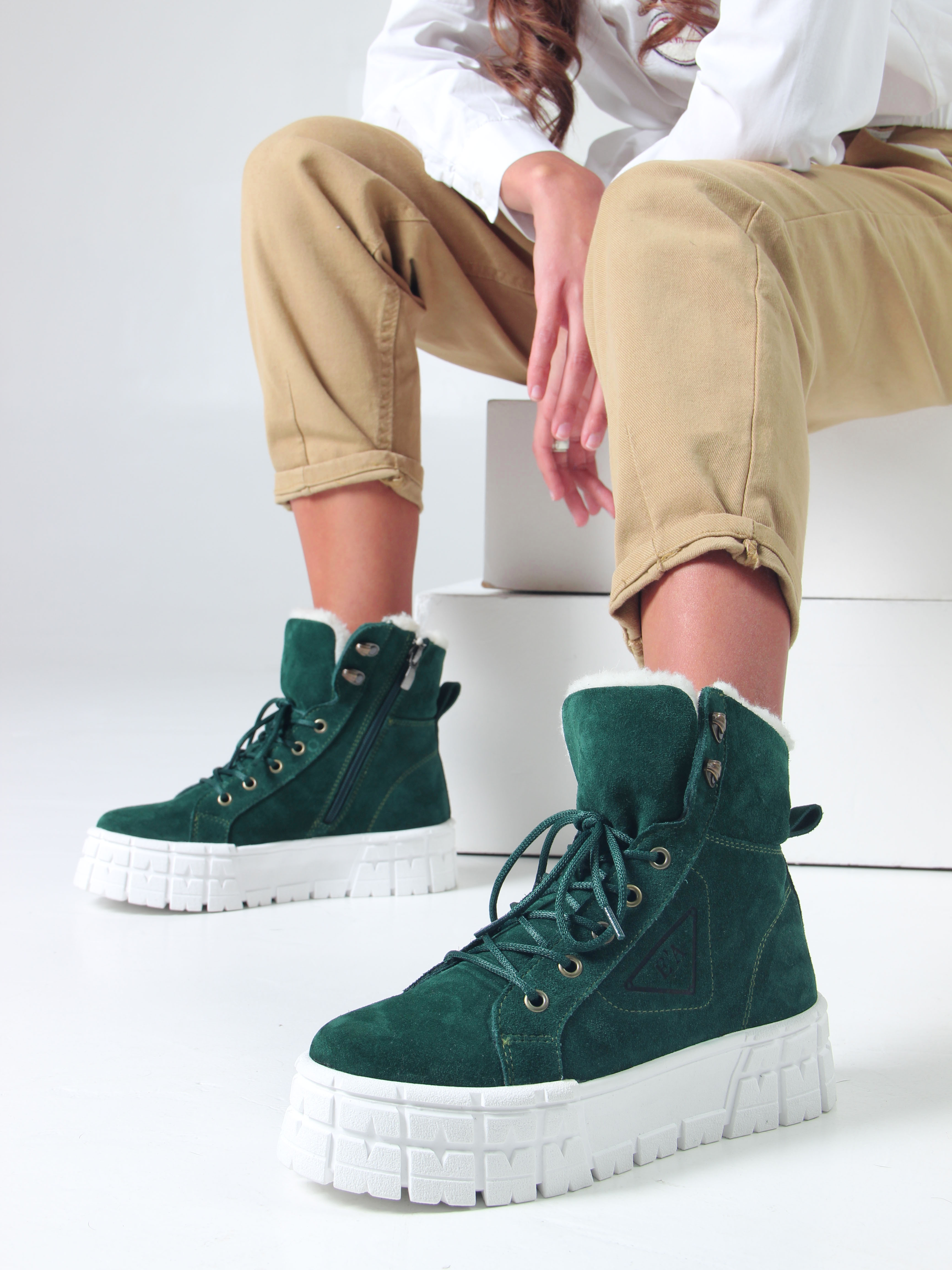 картинка Ботинки ED'ART 216.212131'w. зеленый замша от интернет магазина