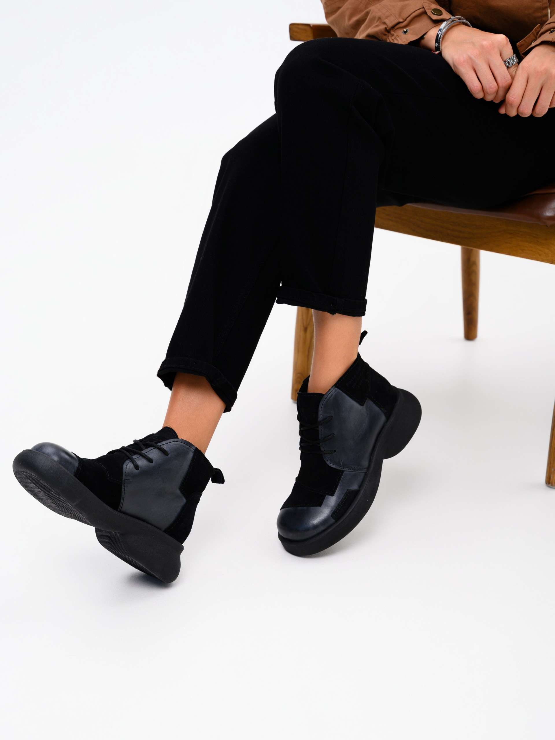 картинка Ботинки  ED'ART 305.927'bl. Вакса черная+черная замша от интернет магазина