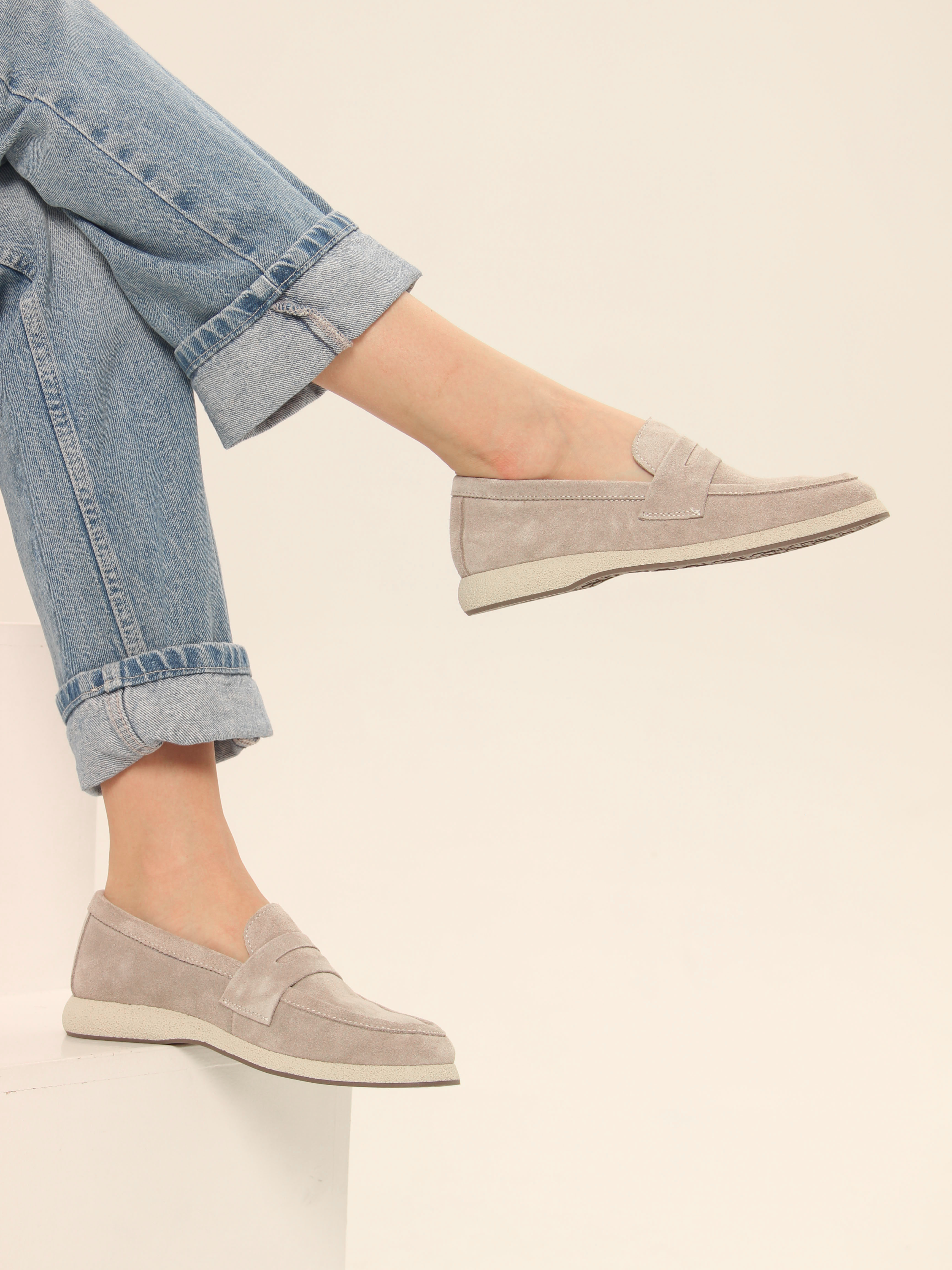 картинка Лоферы ED'ART 177.1607'be. каменный замша от интернет магазина