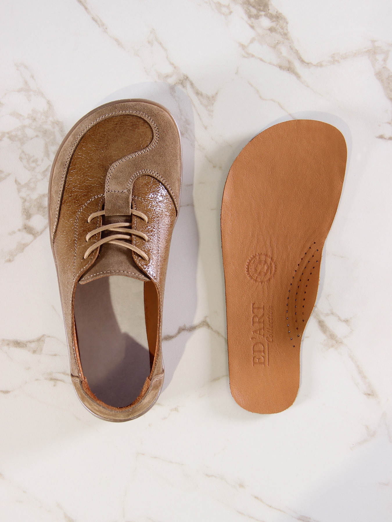 картинка Босоногие туфли ED'ART 188.nata'br.Карамельный наплак+карамельная замша от интернет магазина