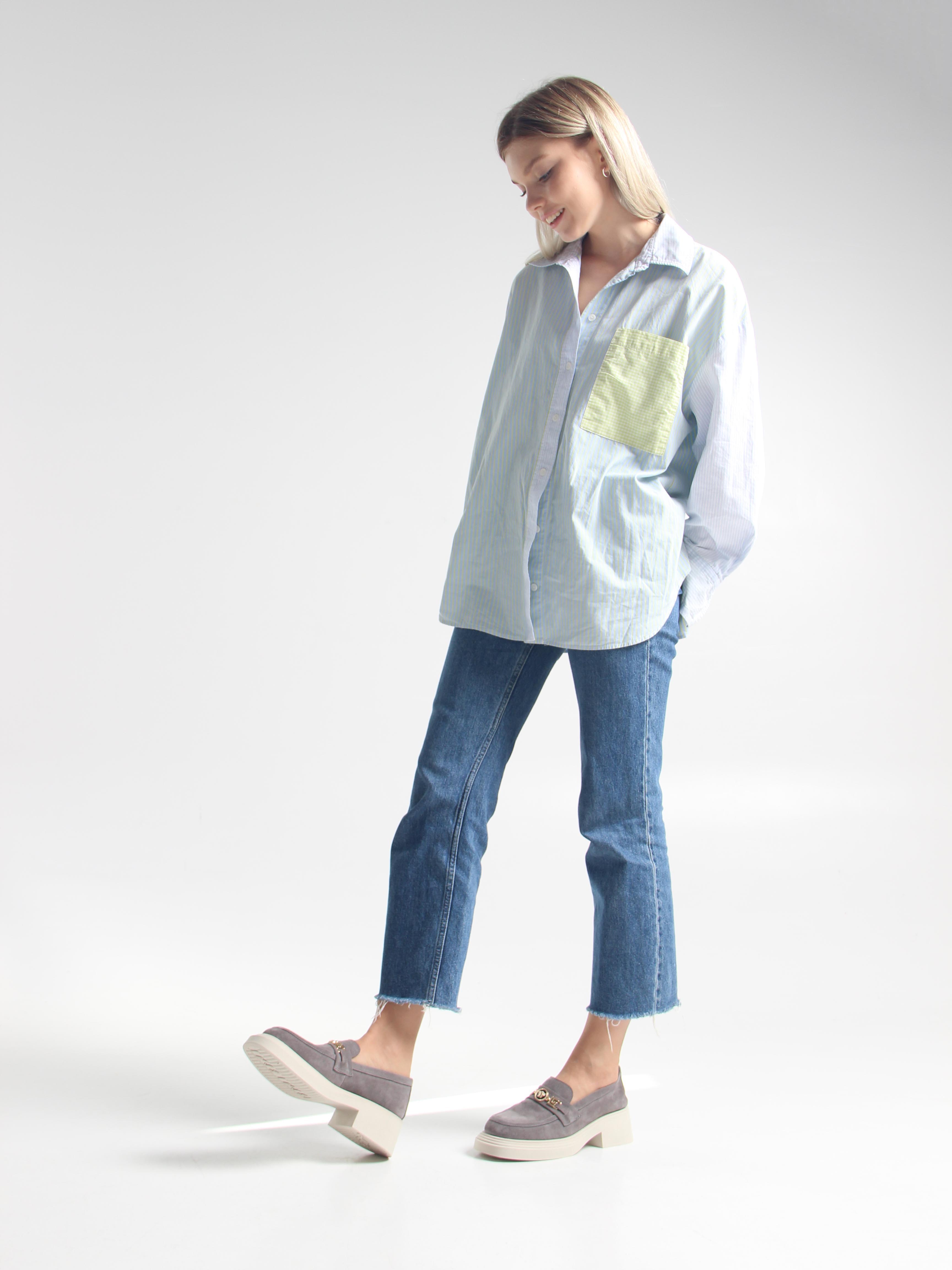 картинка Лоферы туфли ED'ART 173.1453'be. серый замок замша от интернет магазина