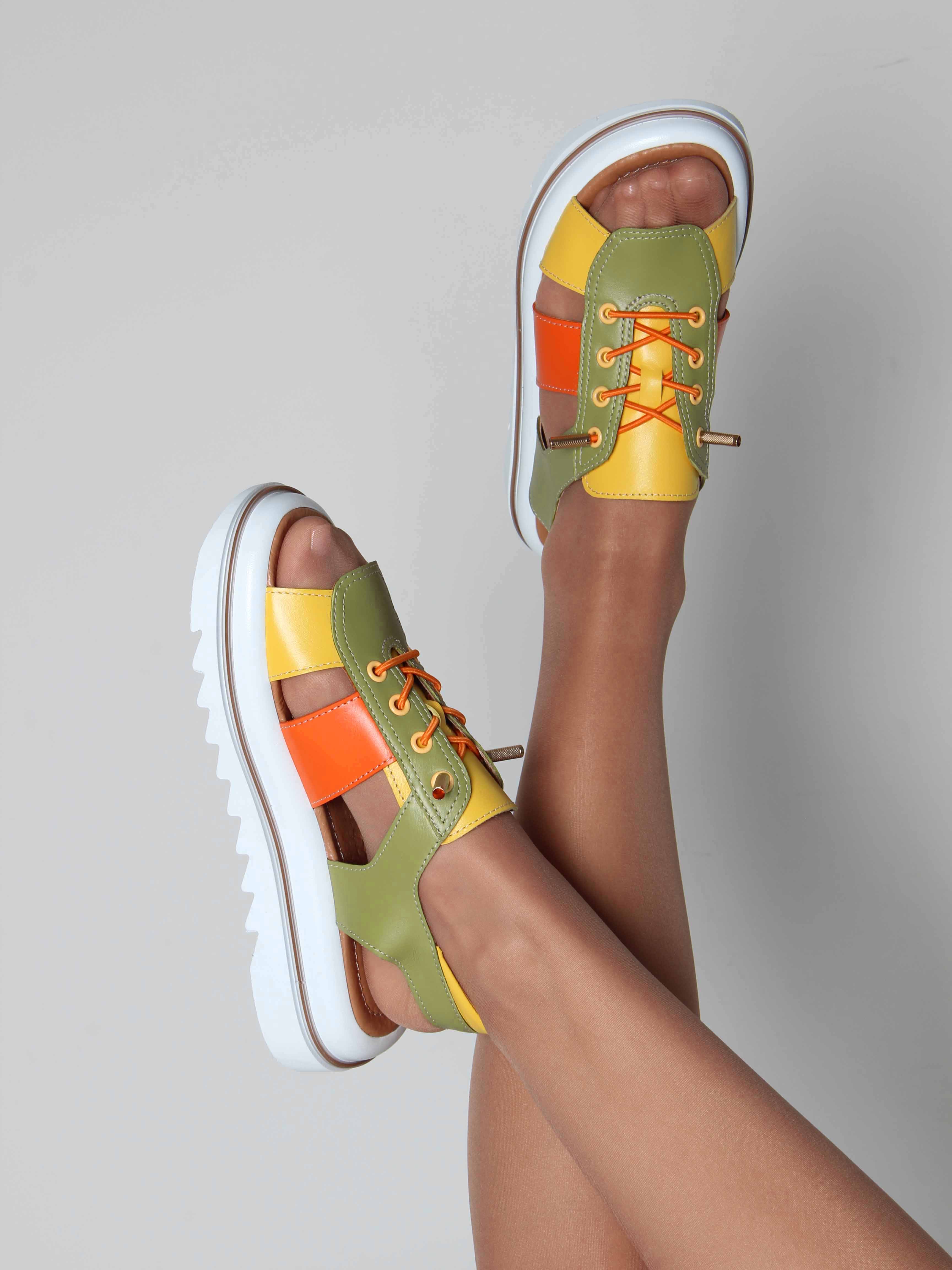 картинка Босоножки ED'ART 2029.2525'w. Авокадо желтый оранжевый от интернет магазина