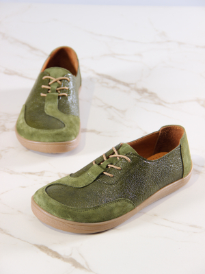 Кеды ED'ART 188.nata'br.Зеленый наплак+зеленая замша