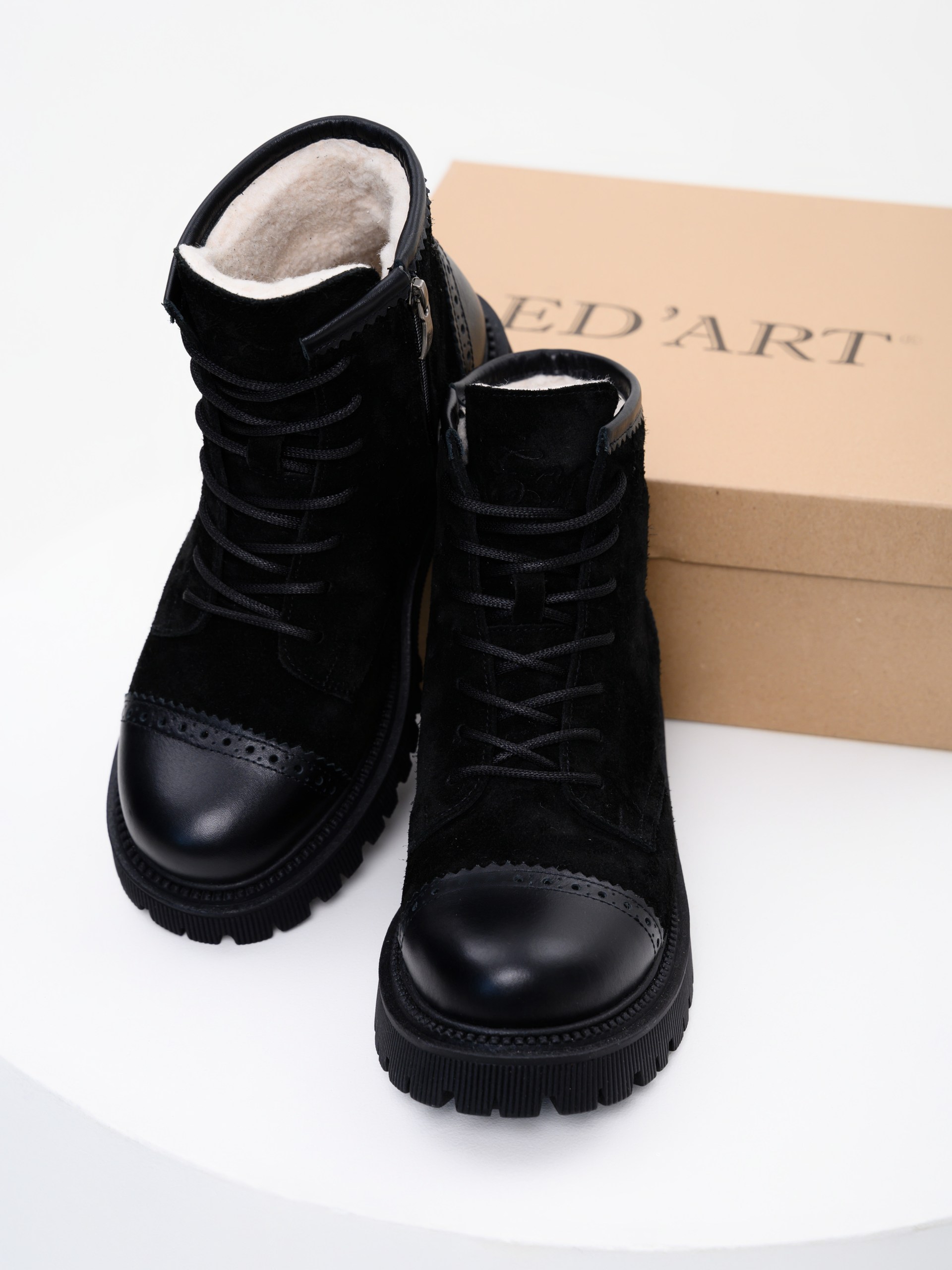 картинка Ботинки ED'ART 319.taskana'bl. Черная замша+черный от интернет магазина