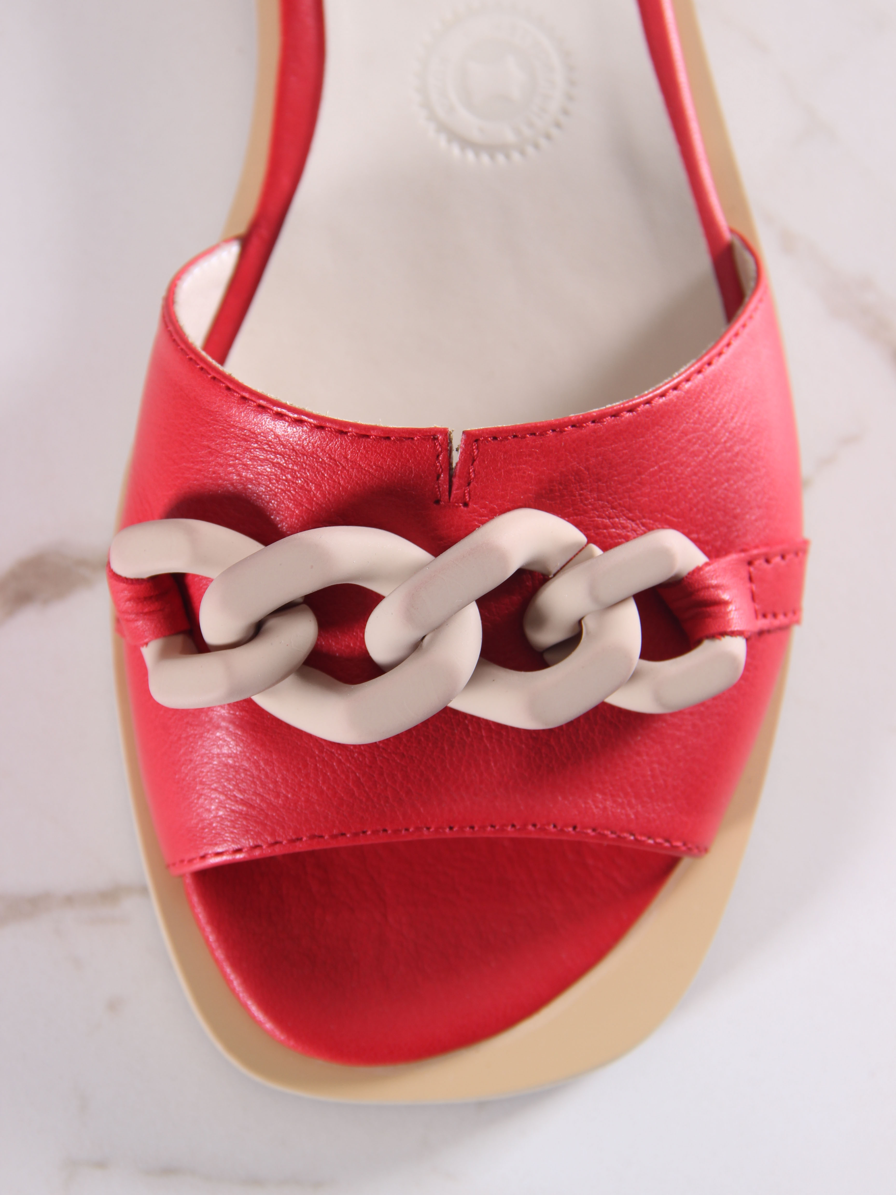 картинка Босоножки ED'ART 1024Z.110Z'bе. Красный+бежевый от интернет магазина