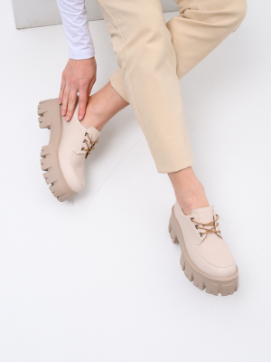 Полуботинки бежевые на платформе