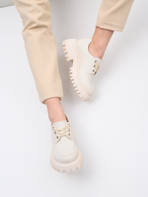 Полуботинки бежевые на платформе