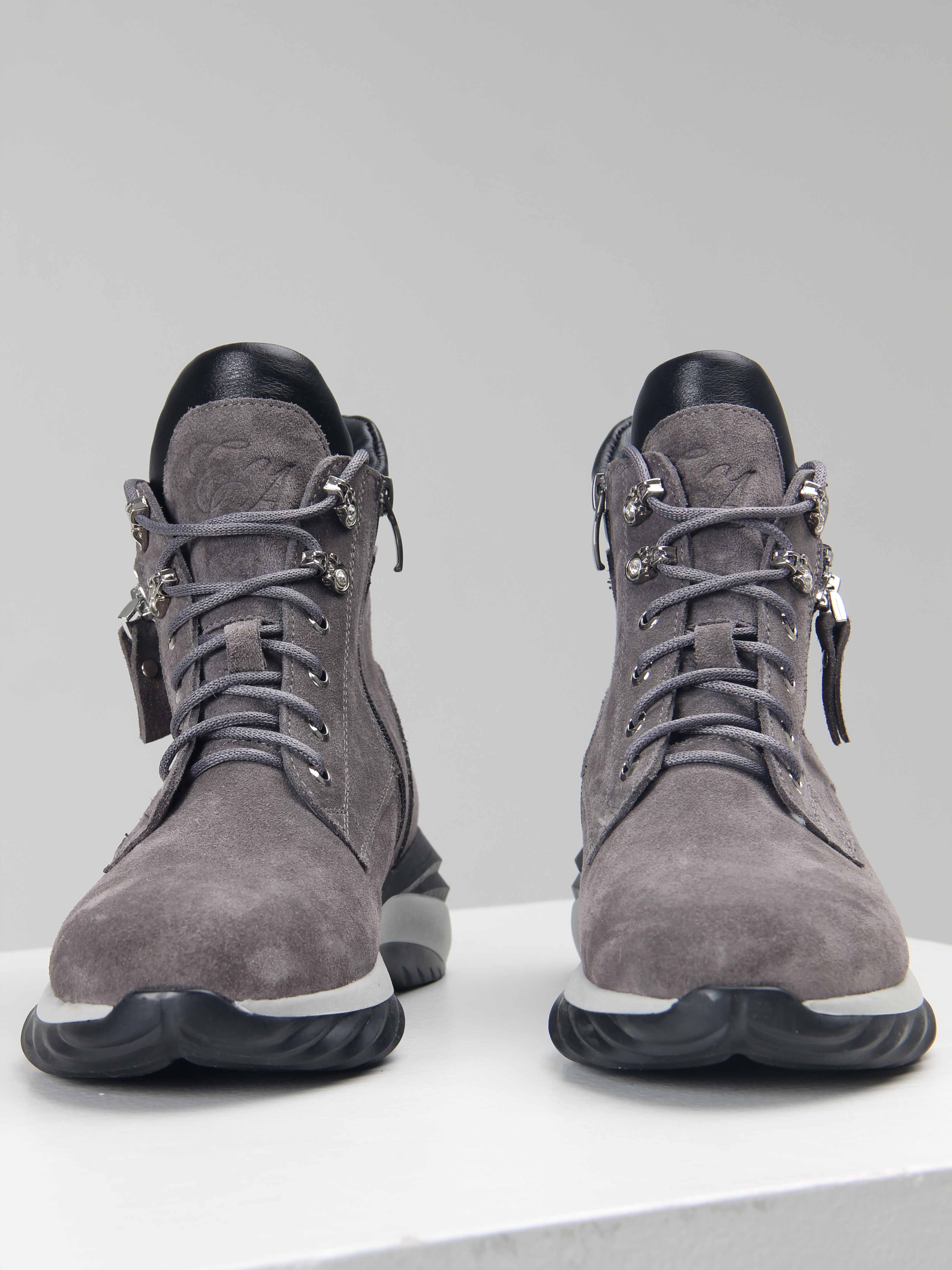 картинка Ботинки ED'ART 261.uno2'bl. серый замок замша от интернет магазина