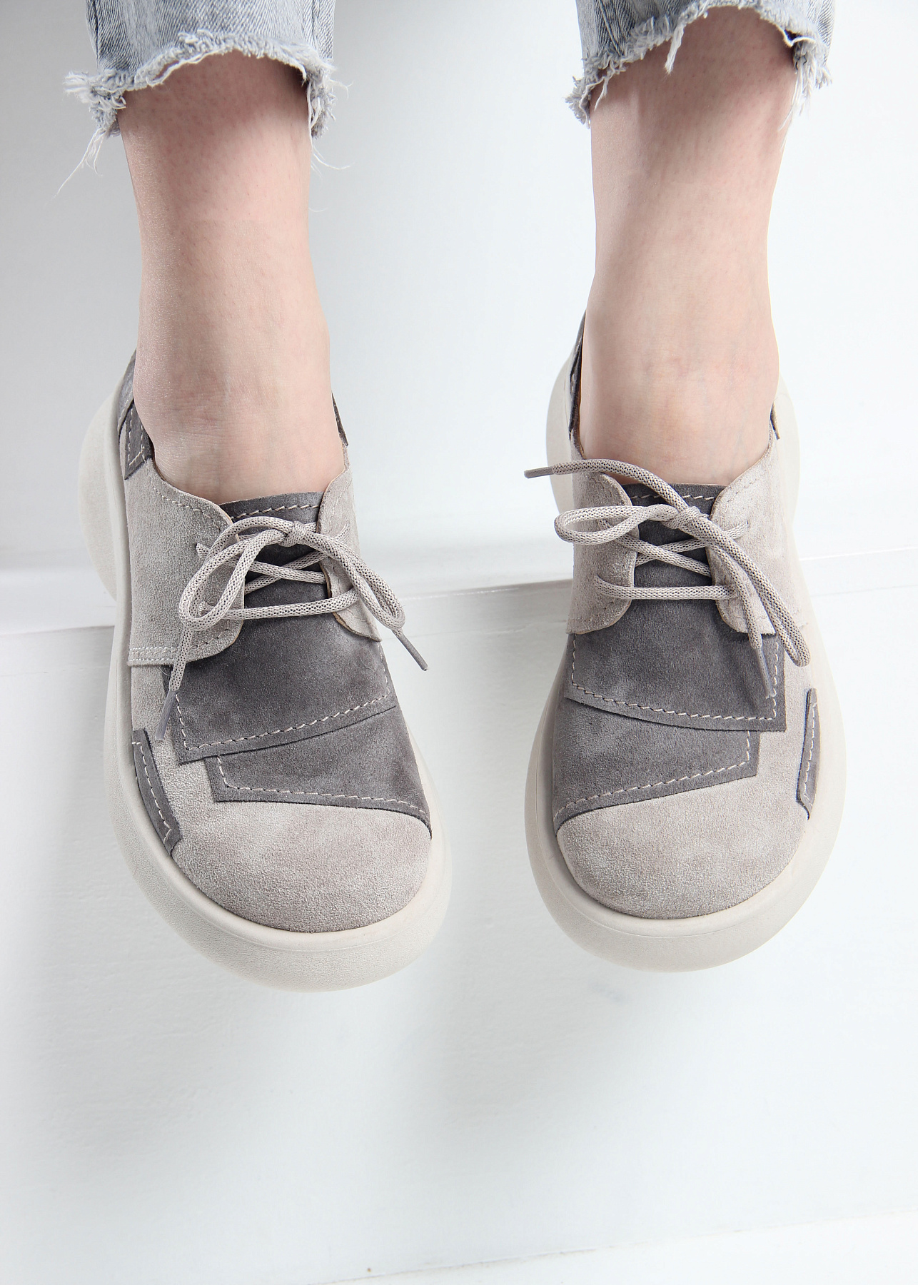 картинка Полуботинки туфли ED'ART 205.927'be. Каменный замша Серый замок от интернет магазина