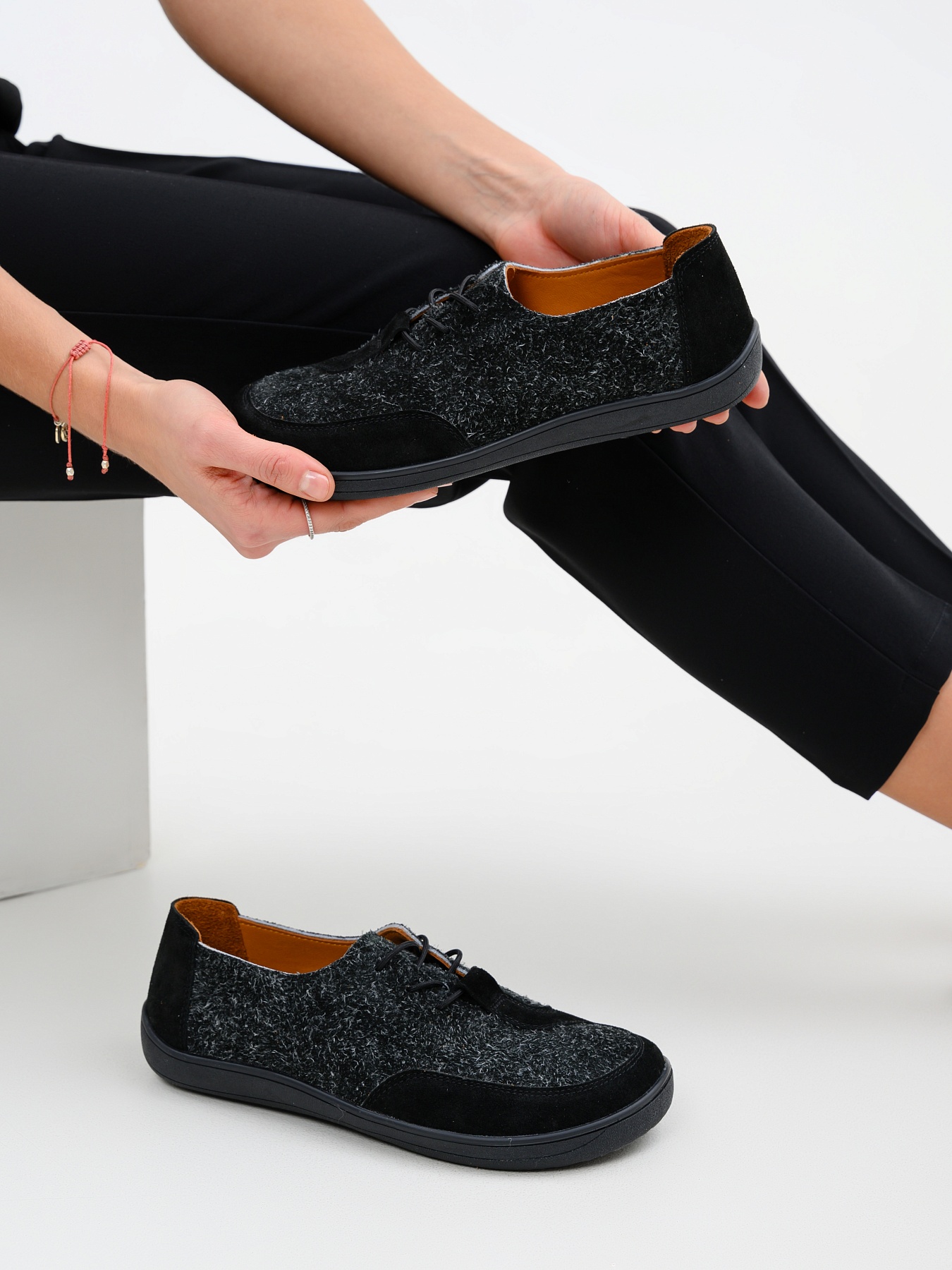 картинка Босоногие туфли ED'ART 188.nata'bl.Черный джангл+черная замша от интернет магазина