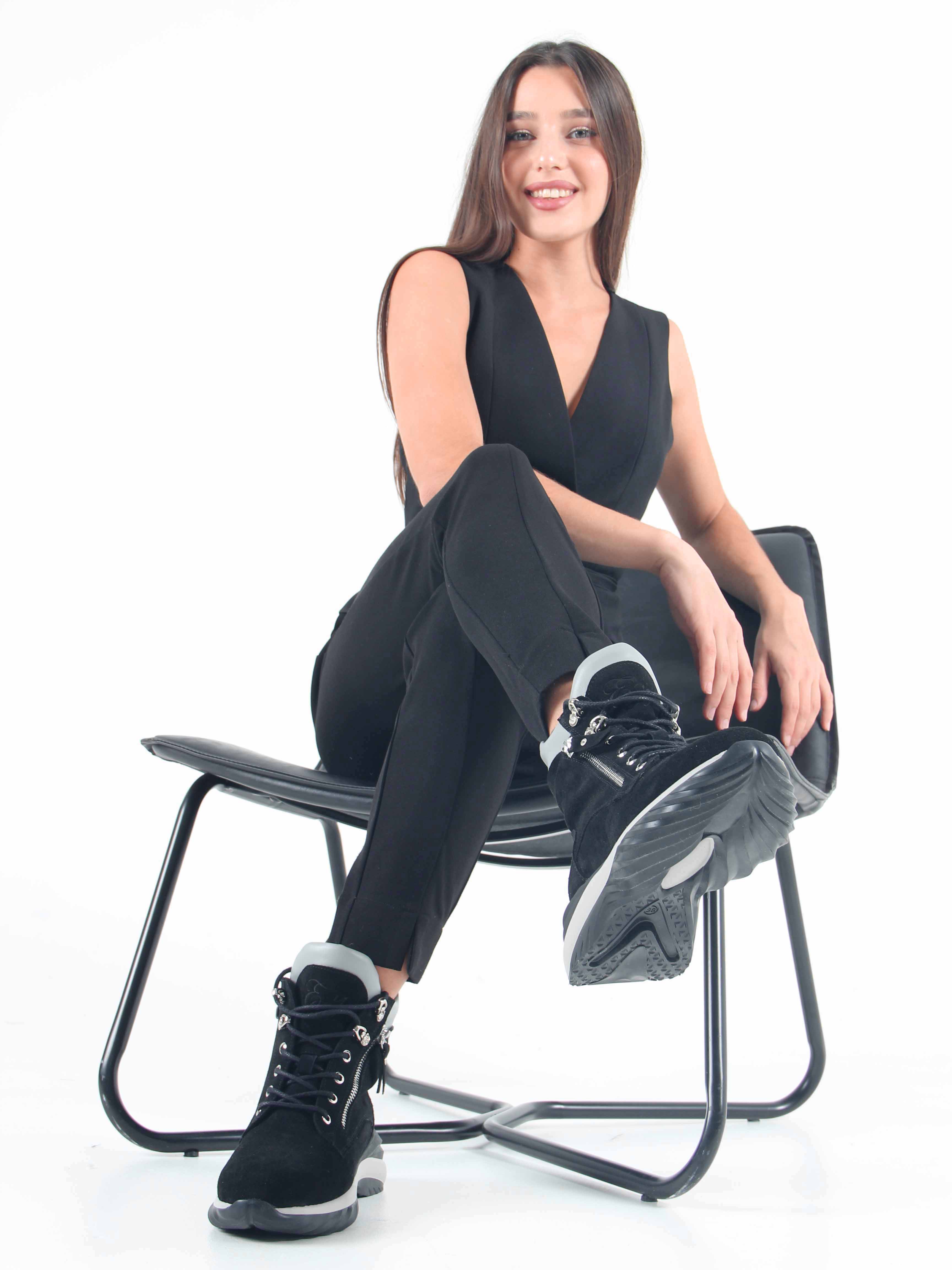 картинка Ботинки ED'ART 261.uno2'bl. черный серый замша от интернет магазина