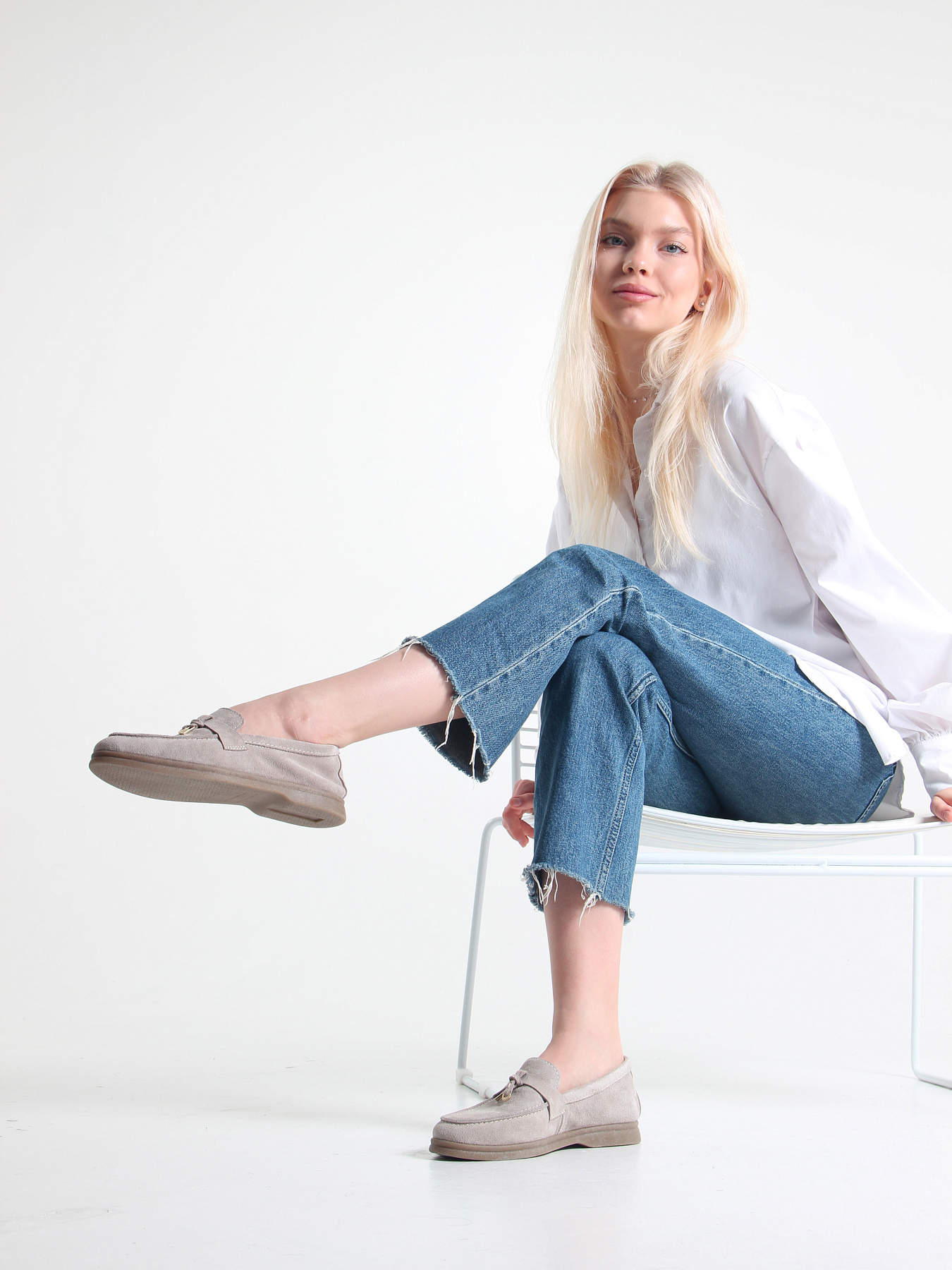 картинка Лоферы лоферы ED'ART 170.2614'be. Каменный замша от интернет магазина