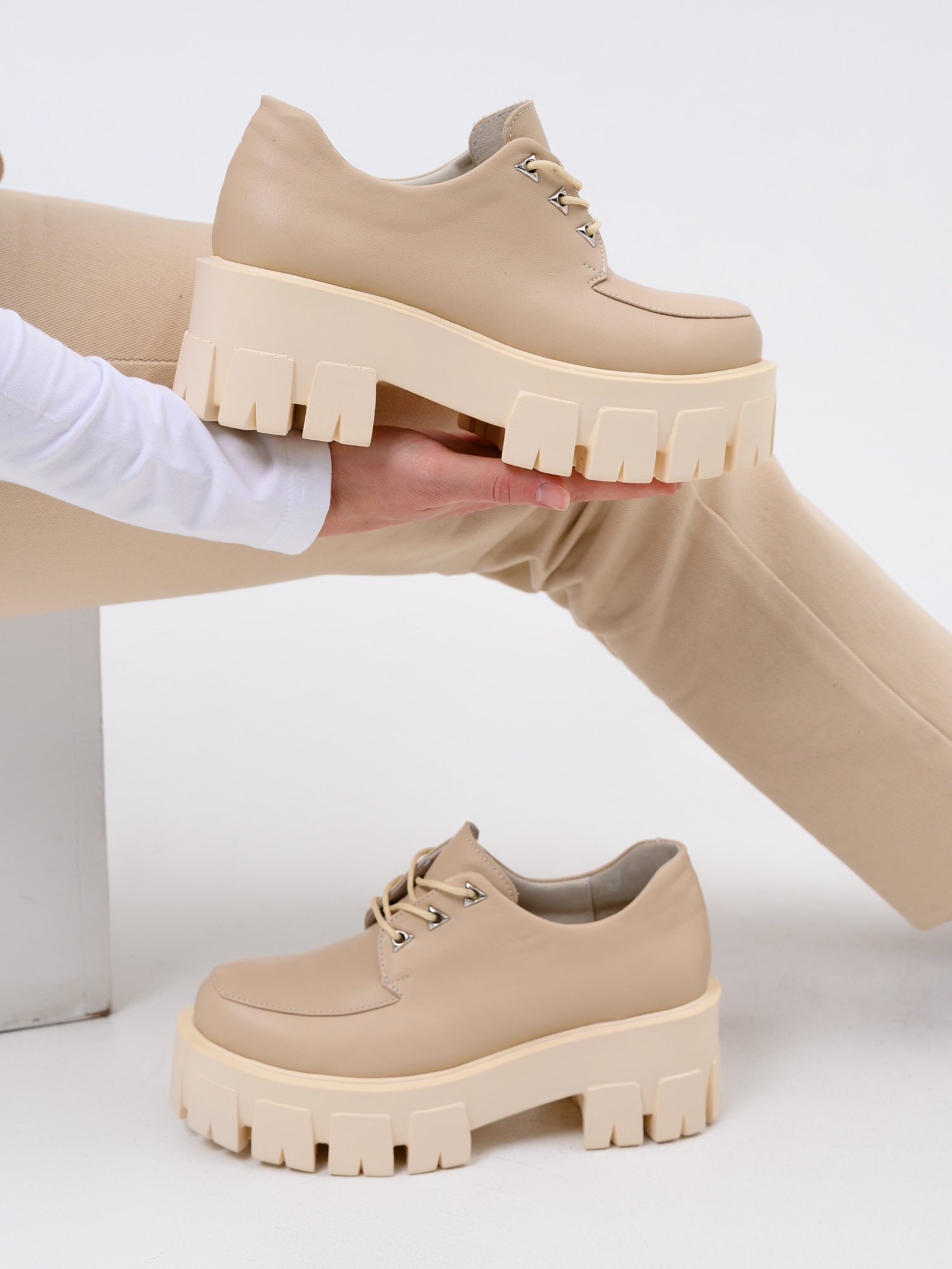 картинка Туфли полуботинки ED'ART 202.90200'm. Бежевый от интернет магазина