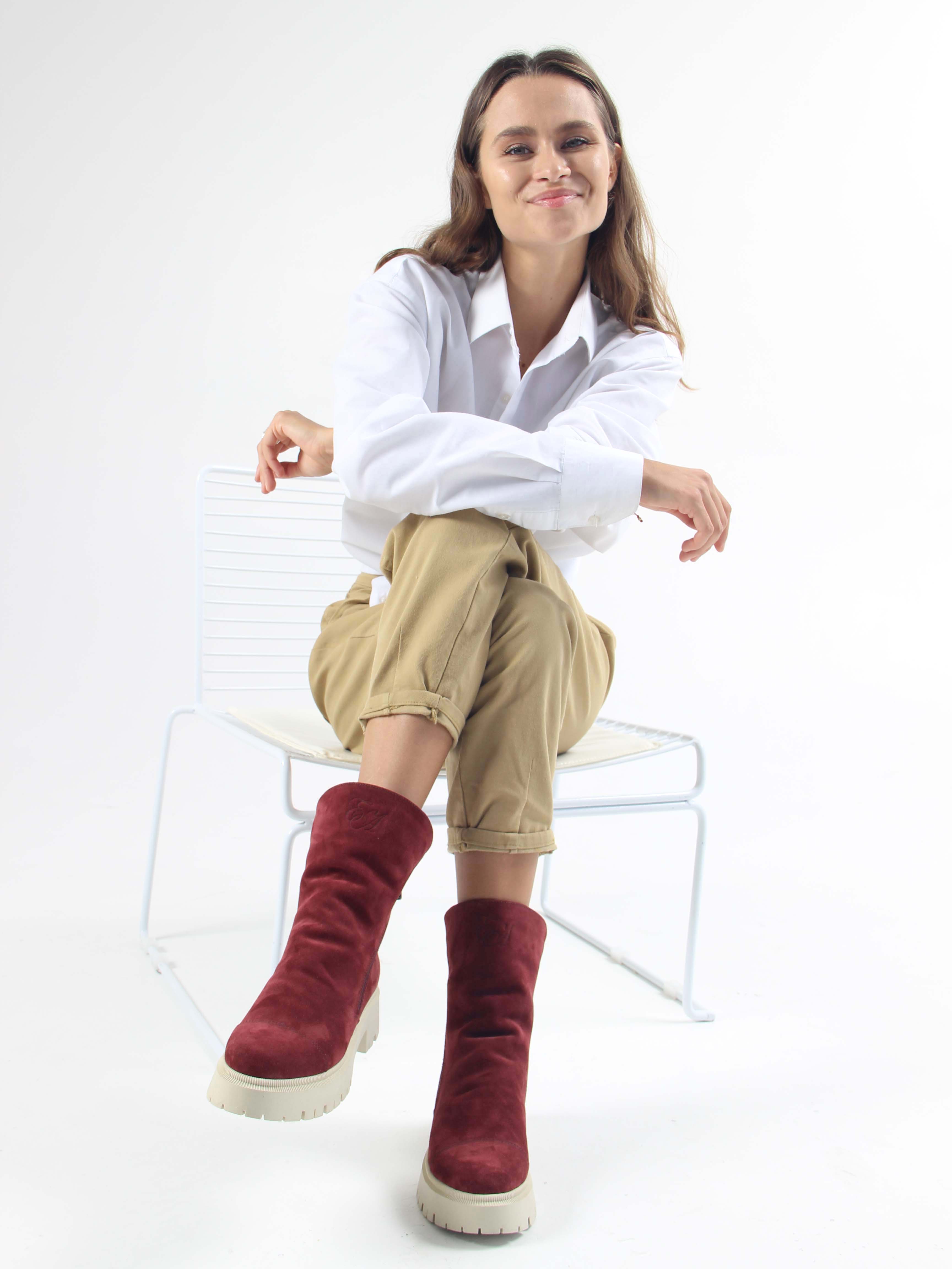 картинка Ботинки ED'ART 233.2094'be. Бордо замша от интернет магазина